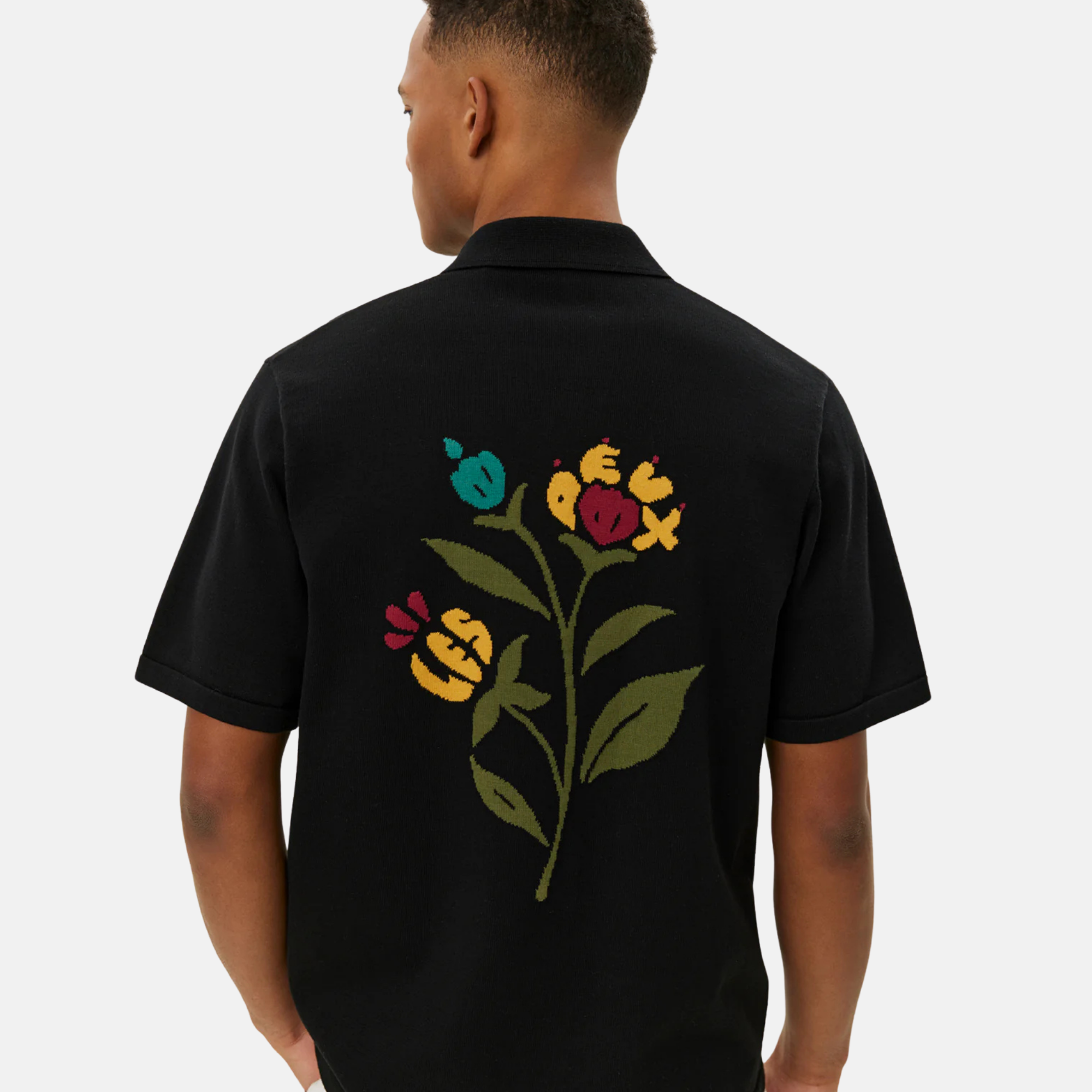 Les Deux Geoffroy Knit Black Button-Down Shirt