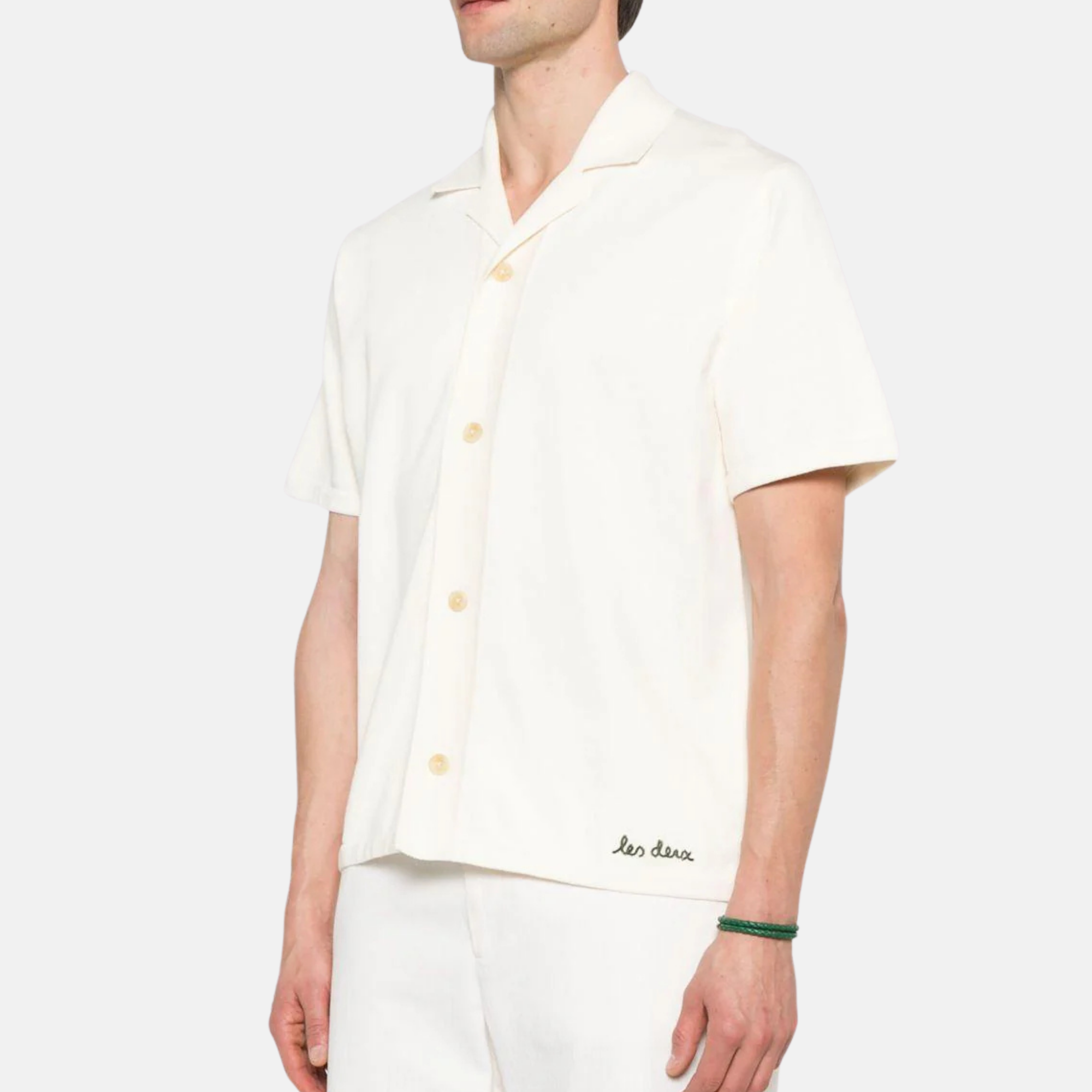 Les Deux Geoffroy Knit Ivory Button-Down Shirt
