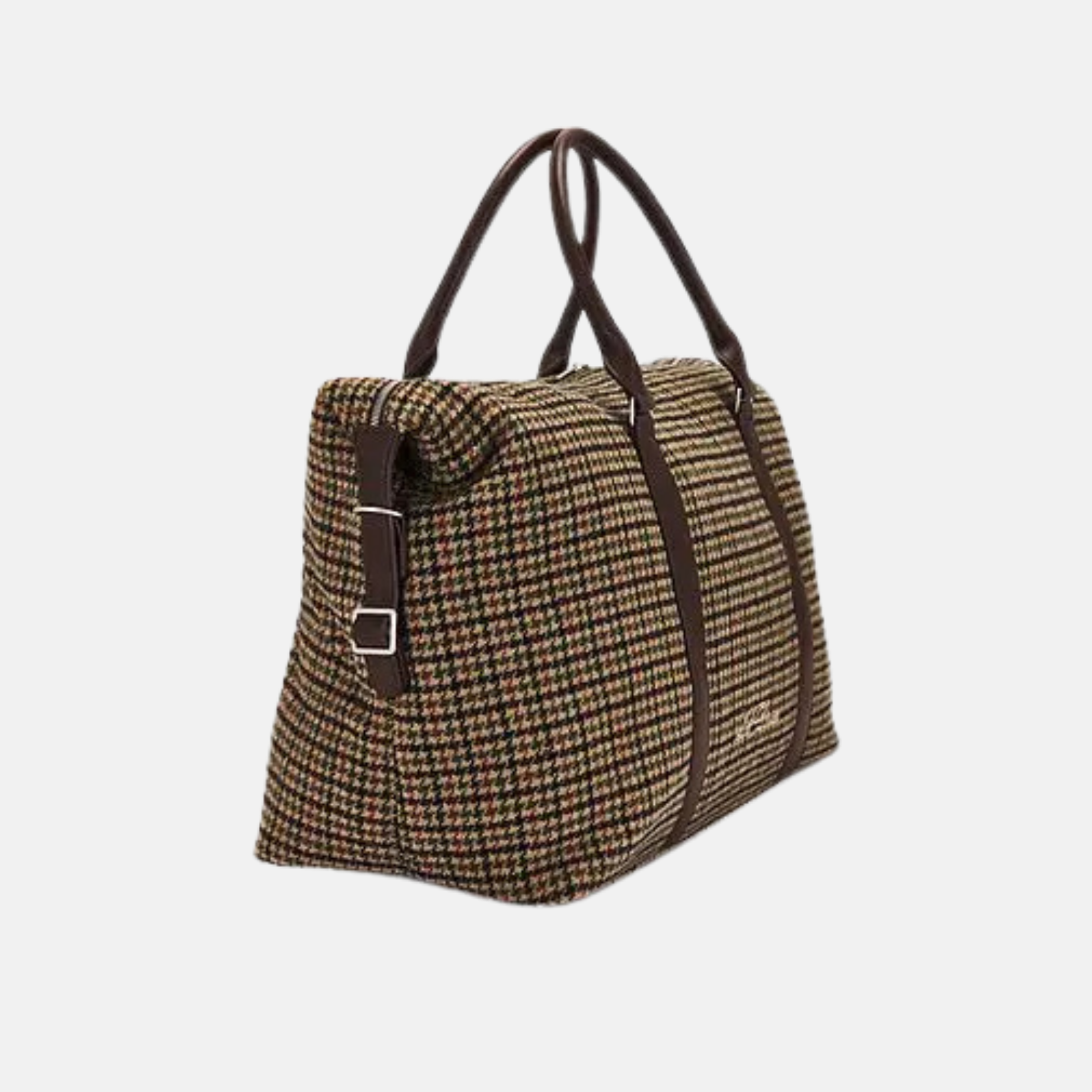 Les Deux Warm Sand Houndstooth Wool Weekend Bag