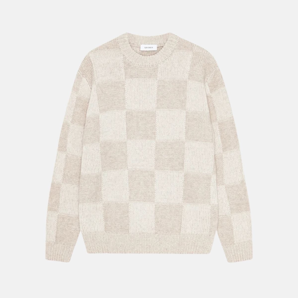 Les Deux Eggnog White Check Knit Sweater