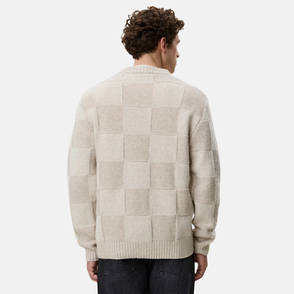 Les Deux Eggnog White Check Knit Sweater
