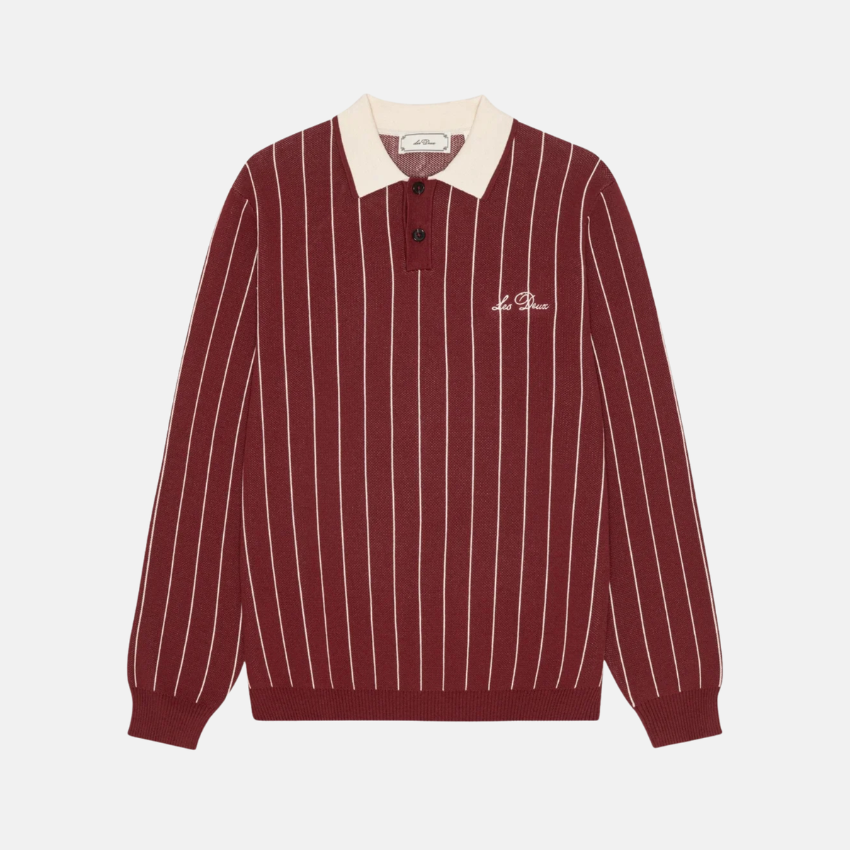 Les Deux Truffle Red Signature Stripe Polo