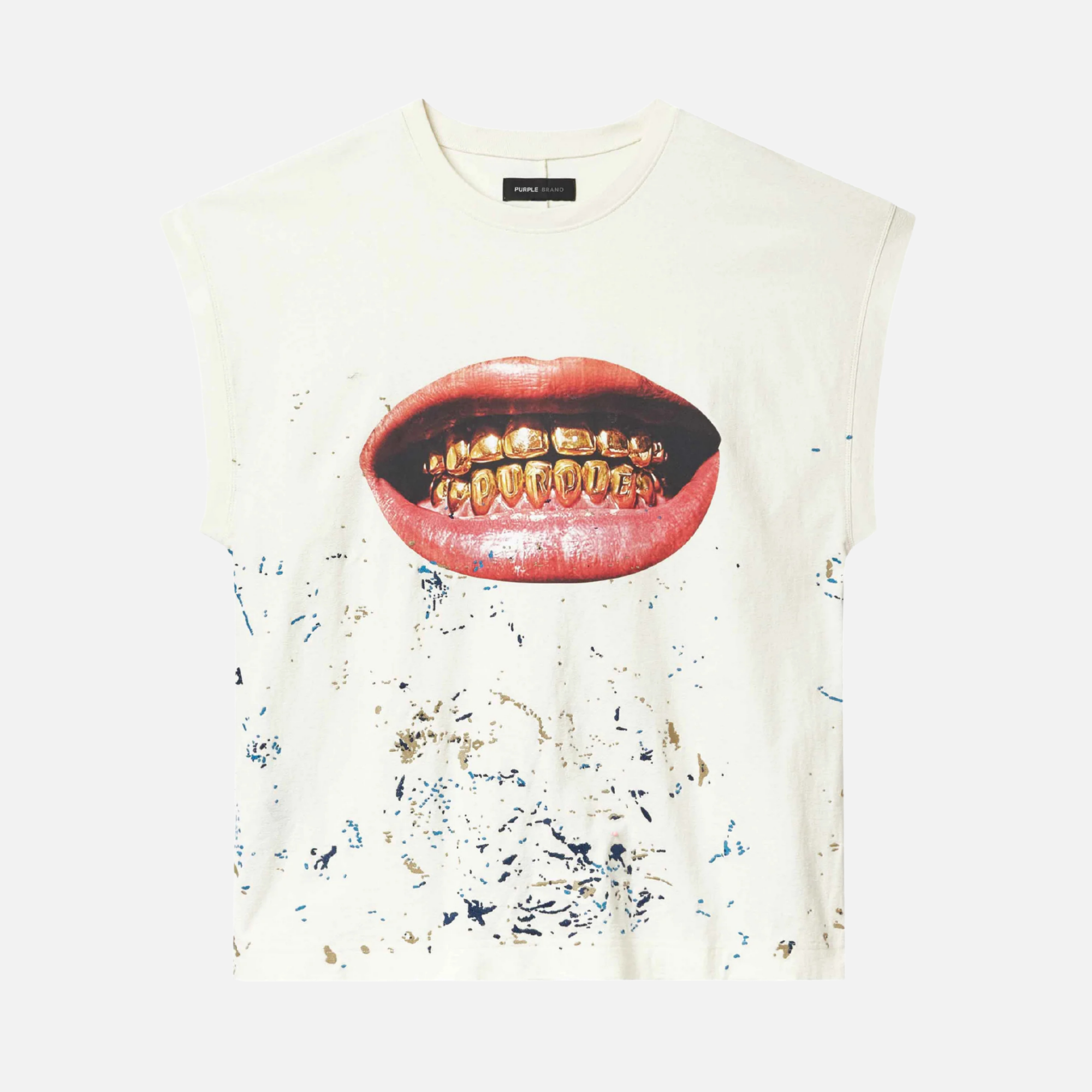 Purple Brand White Sleeveless Smile Tank Top