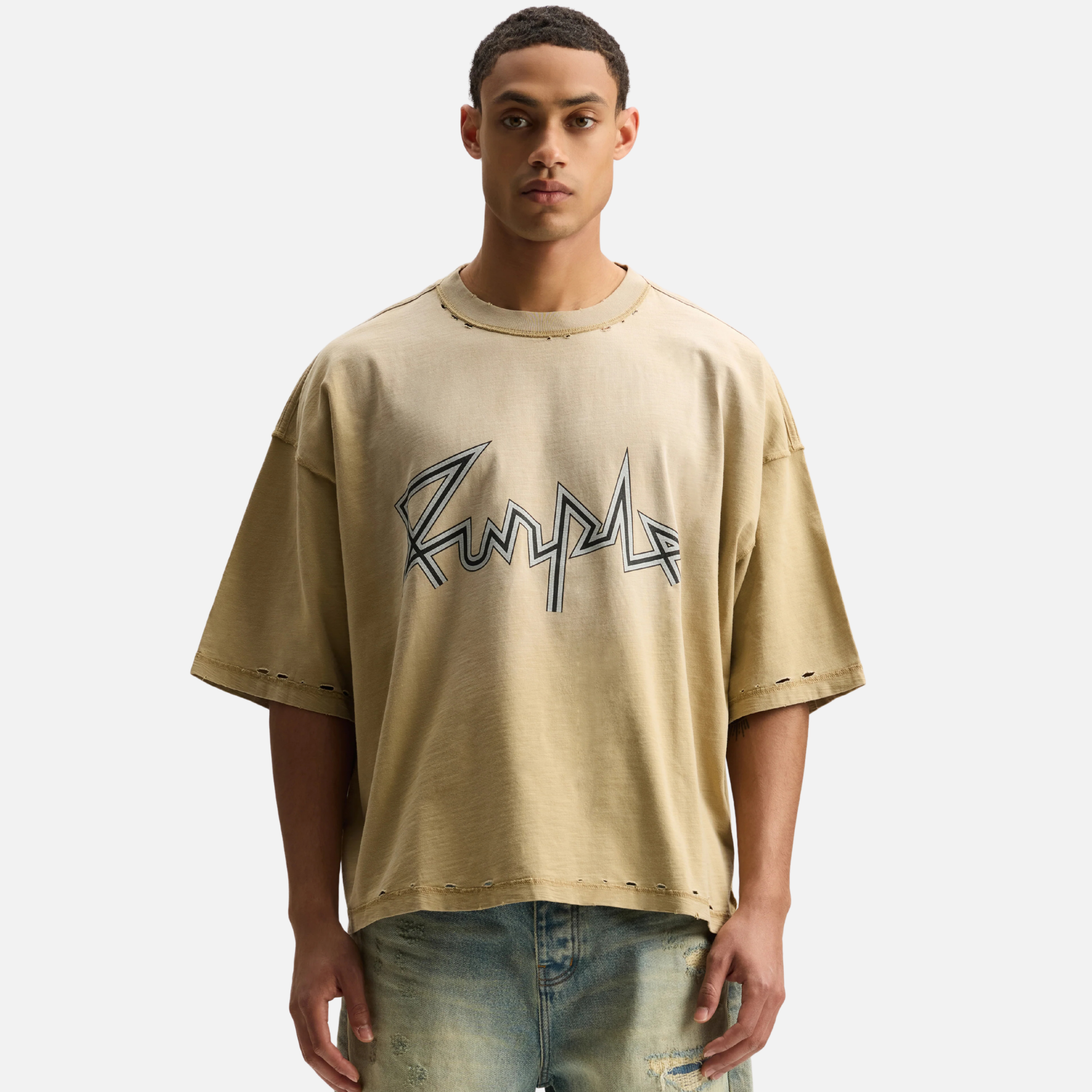 Purple Brand Khaki Voltage Script T-Shirt