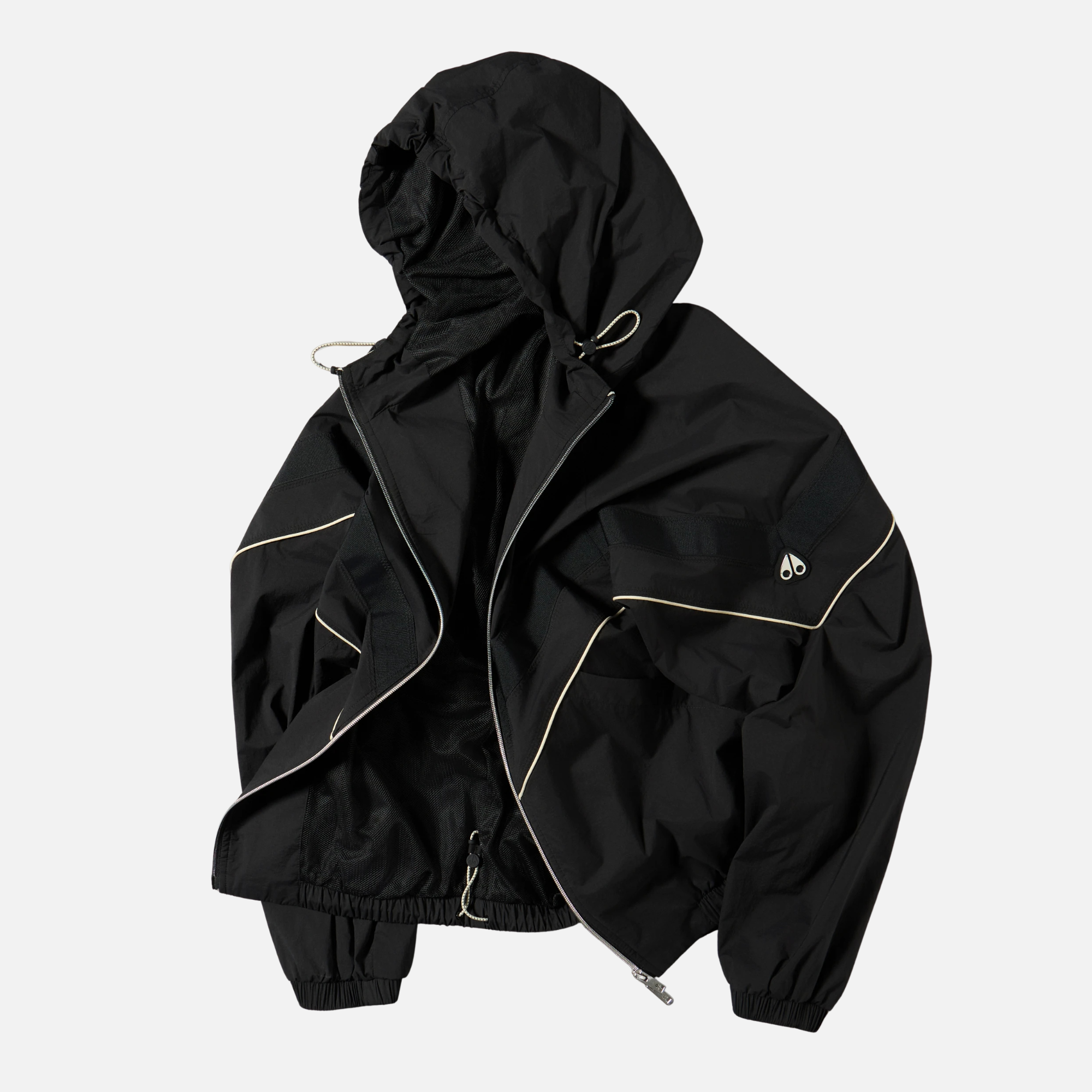 Moose Knuckles Black Topflight Crinkle Hooded Jacket