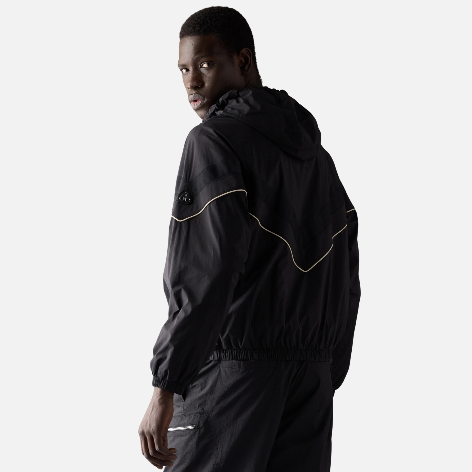 Moose Knuckles Black Topflight Crinkle Hooded Jacket