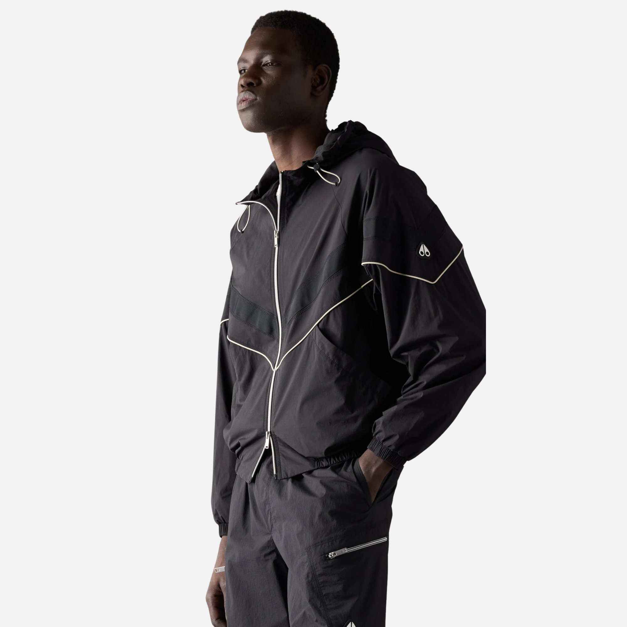 Moose Knuckles Black Topflight Crinkle Hooded Jacket