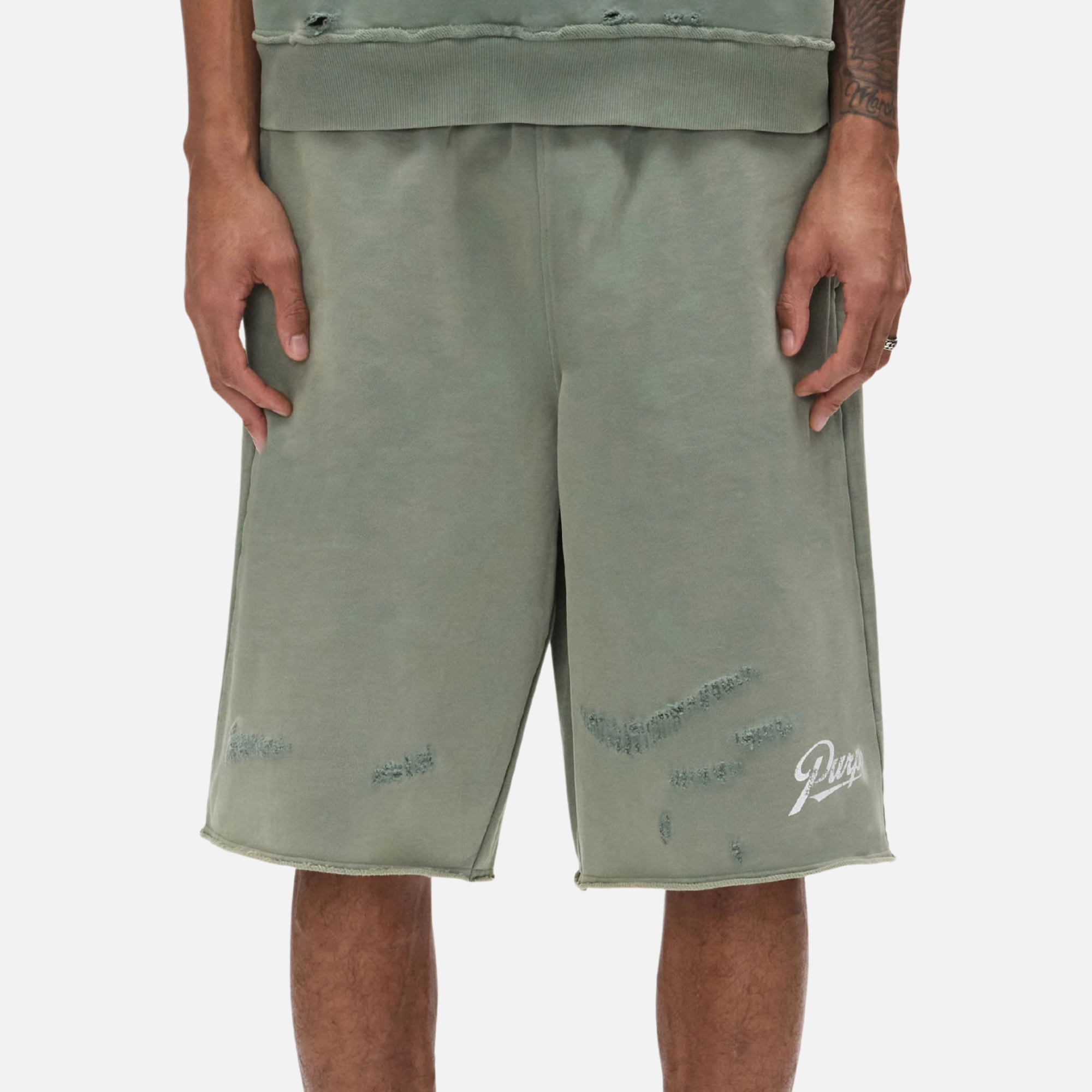Purple Brand Green Slugger Script Long Shorts