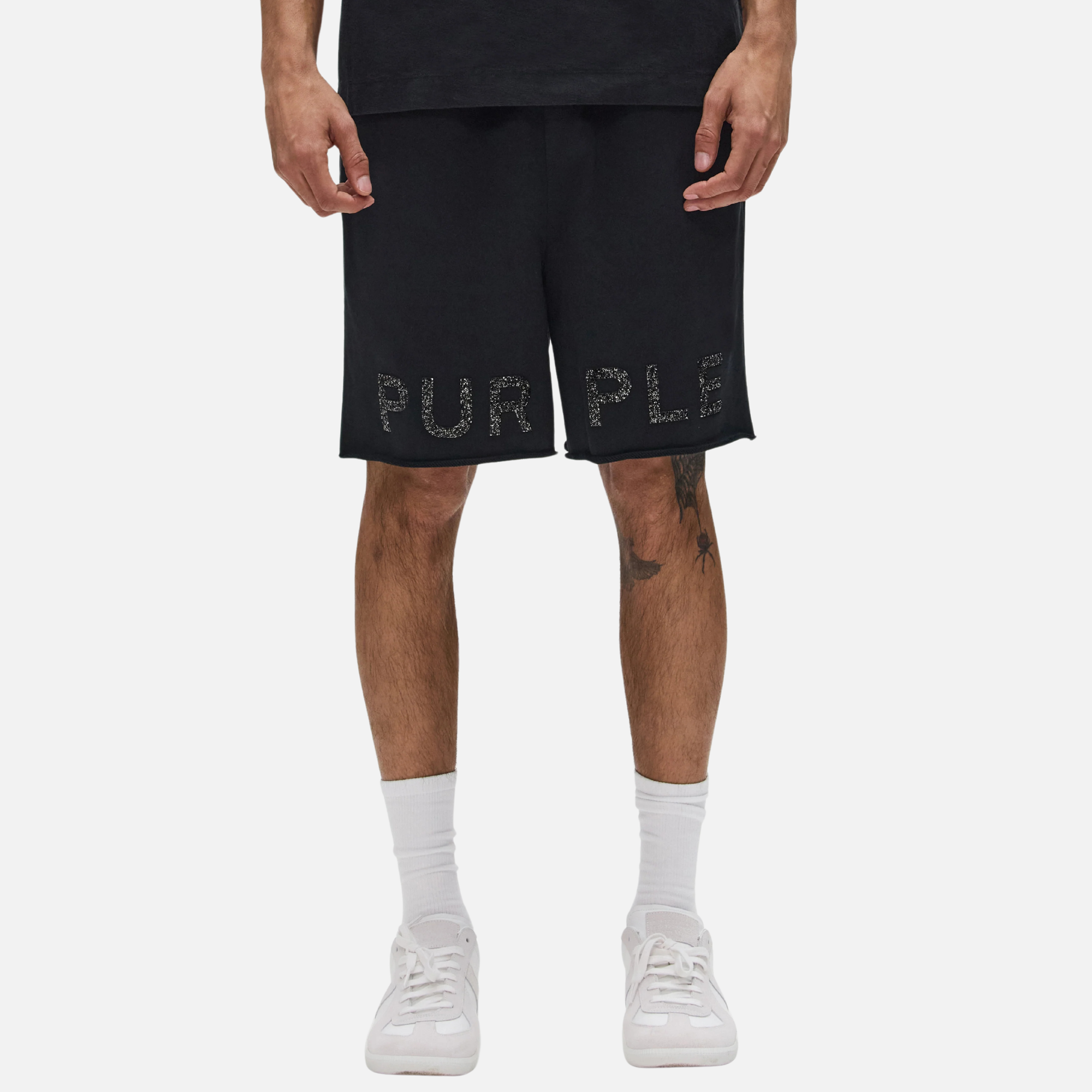 Purple Brand French Terry Black Crystal Shorts