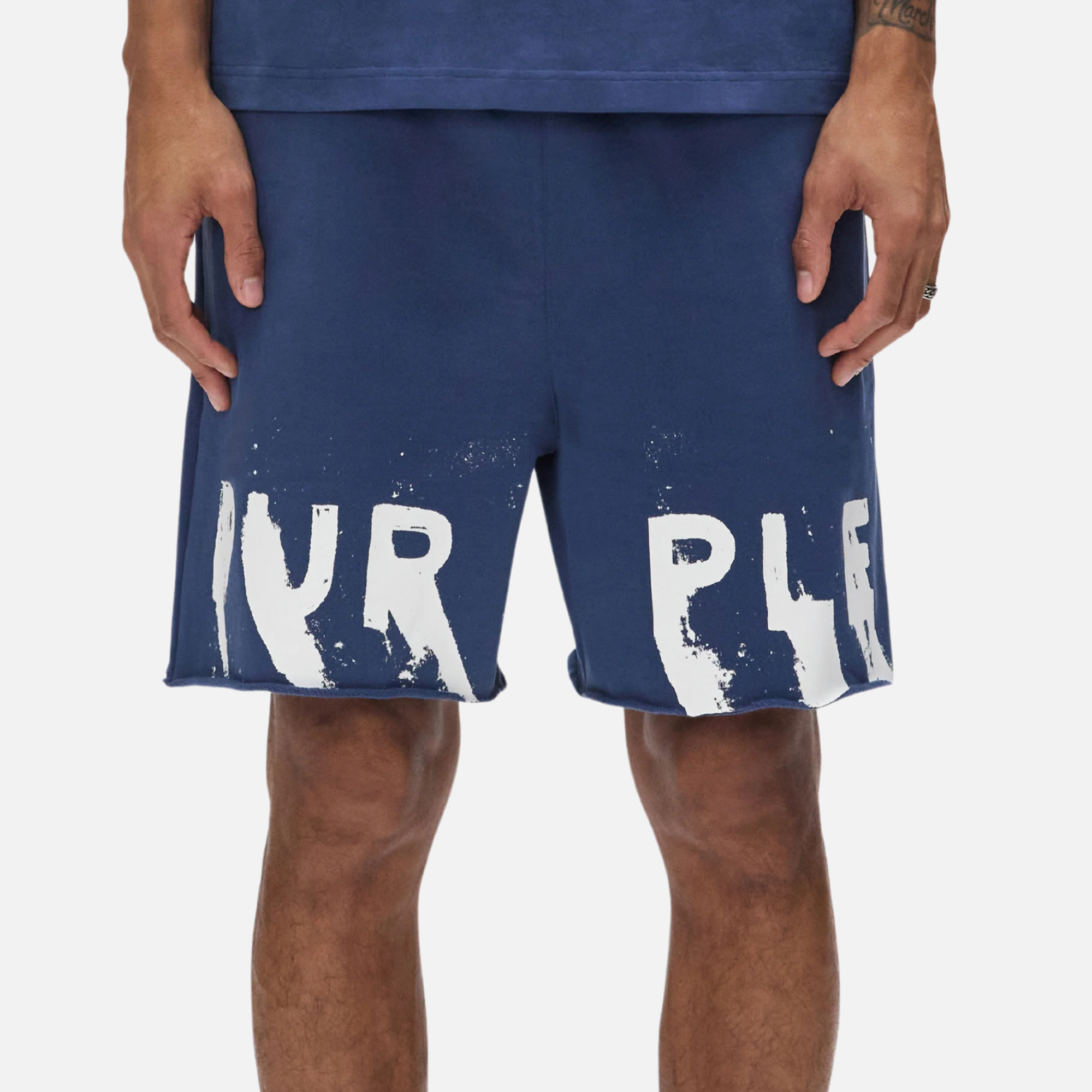 Purple Brand Blue Painted Wordmark Shorts