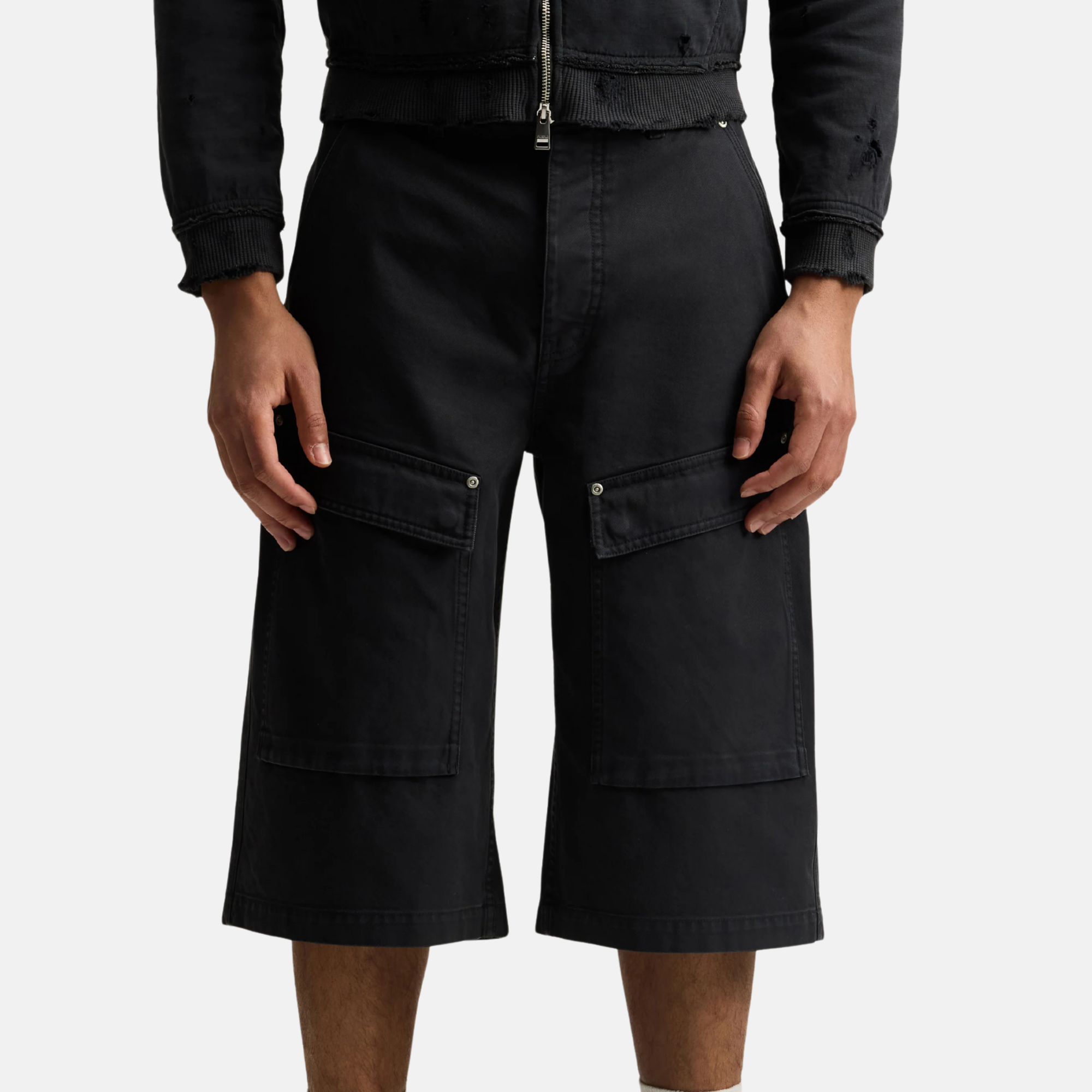 Purple Brand Black Big Cargo Shorts