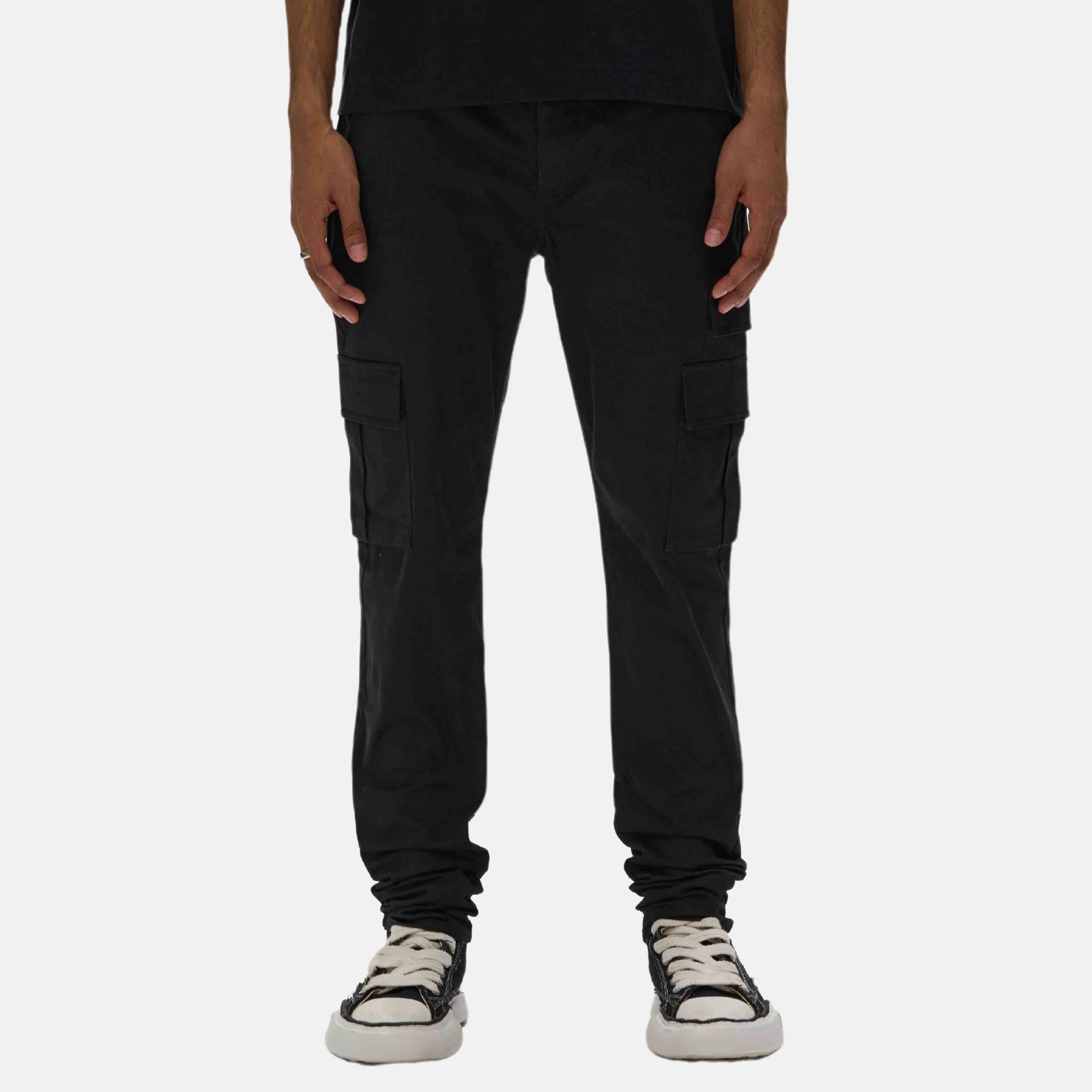 Purple Brand Black Brushed Twill Cargo Pants