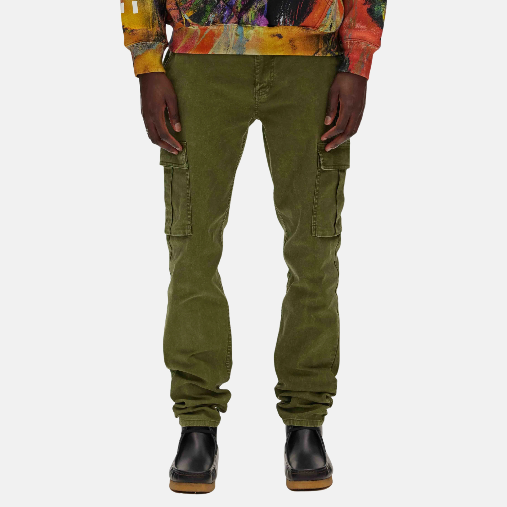 Purple Brand Green Brushed Twill Cargo Pants