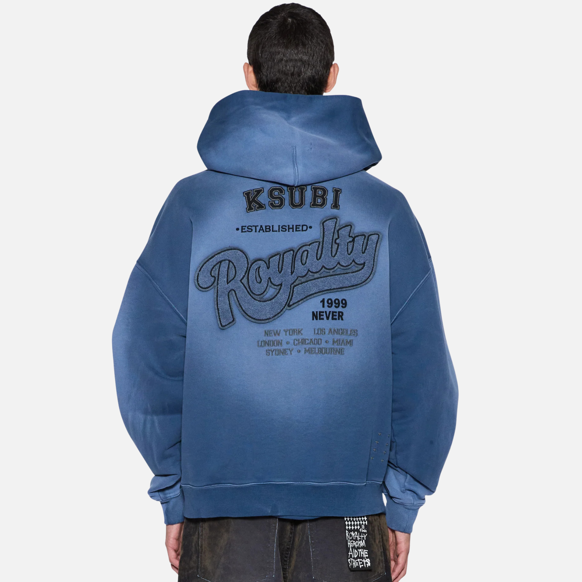 Ksubi Dark Blue Ace Ekcess Ink Fade Hoodie