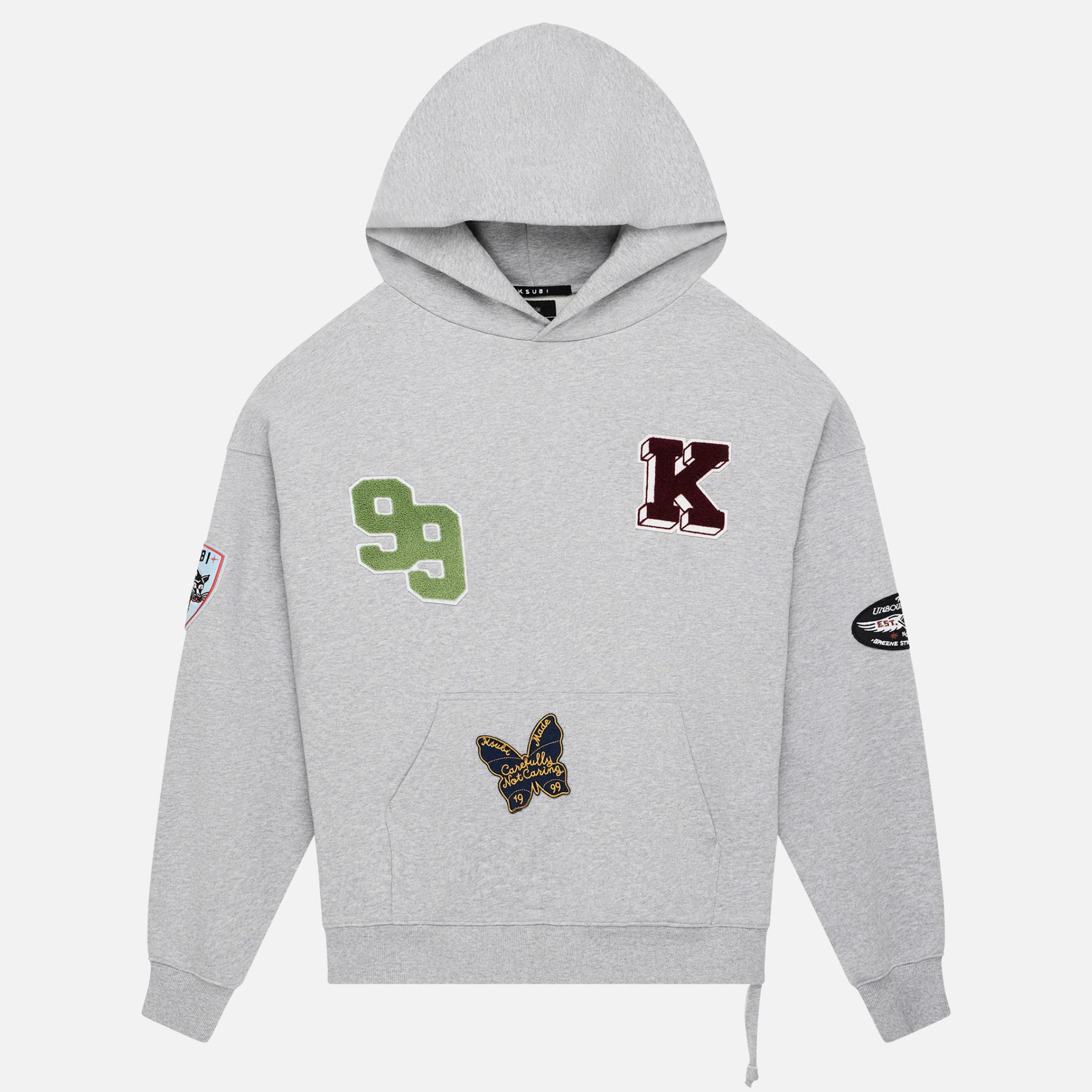 Ksubi Grey Marle Patched Ekcess Hoodie