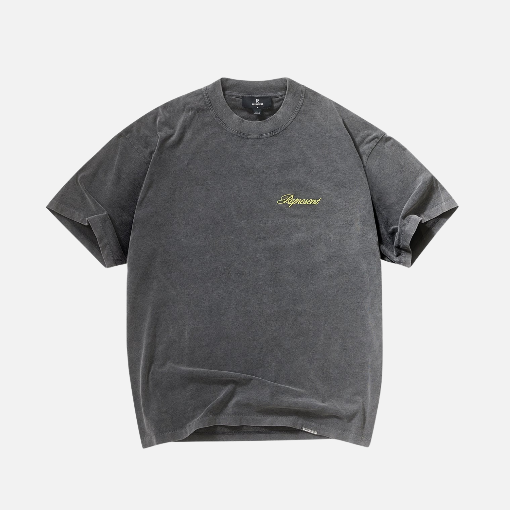 Represent Vintage Grey Script Logo T-Shirt