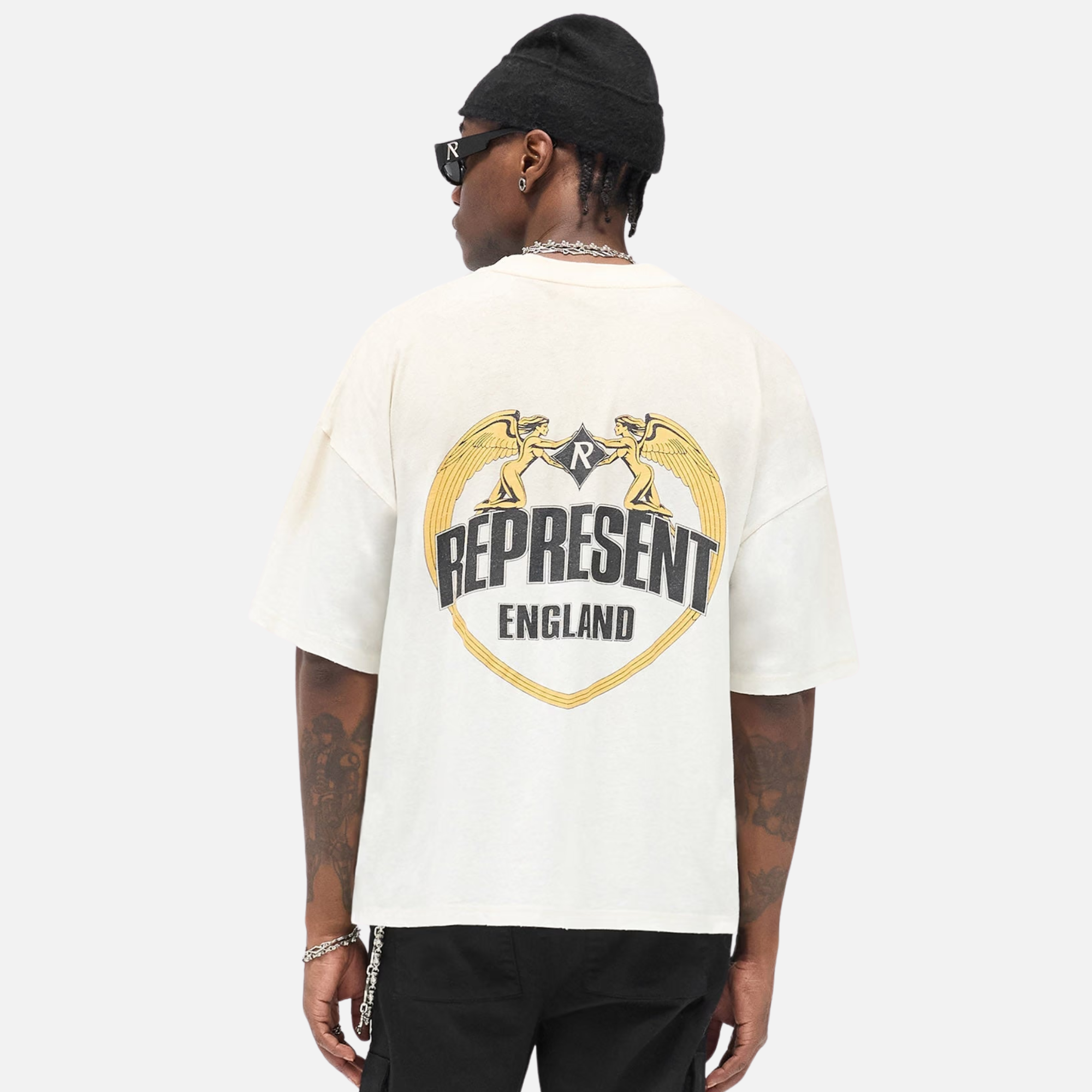 Represent Washed Ecru Angel Border T-Shirt