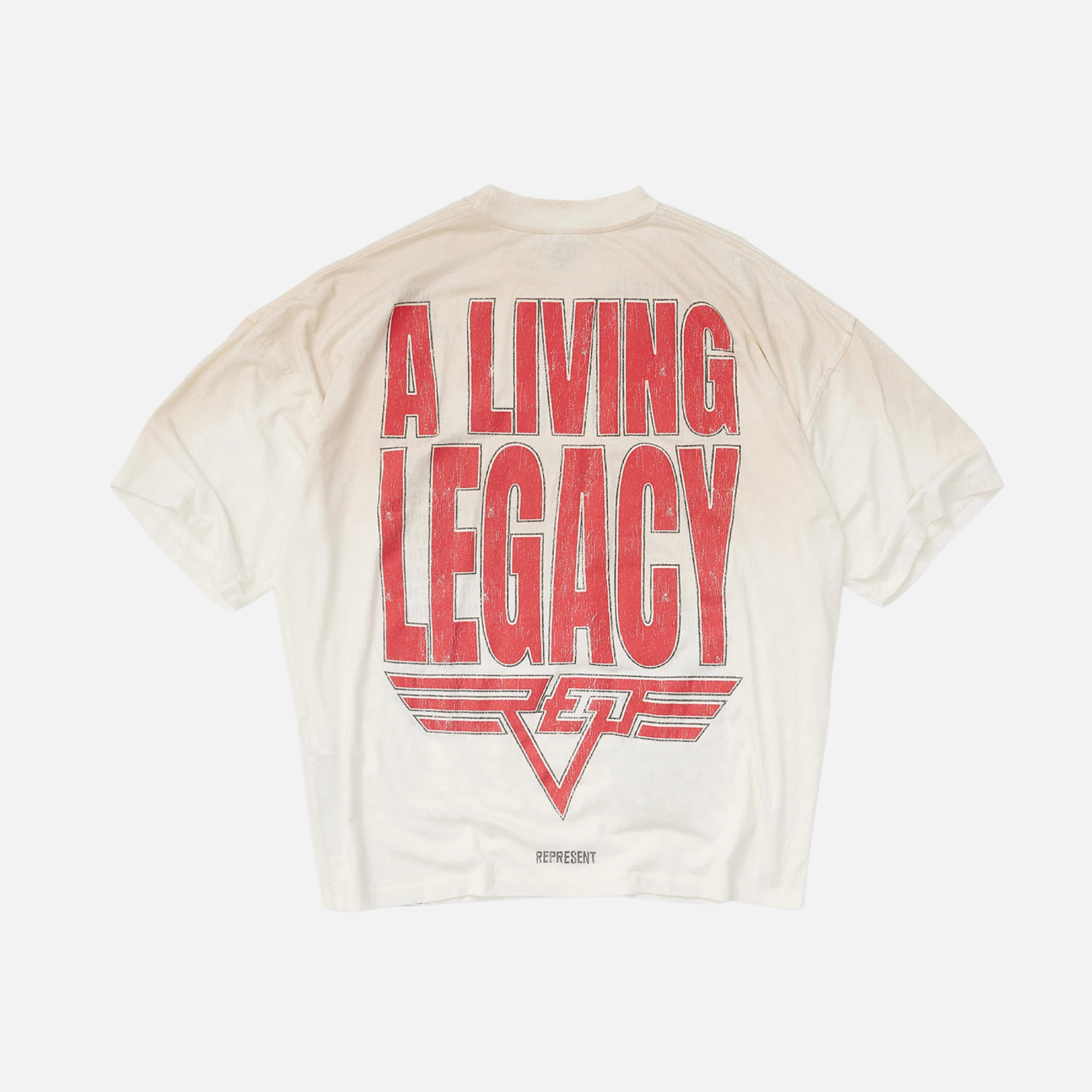 Represent Wahed Ecru Living Legend Legacy Reversible T-Shirt