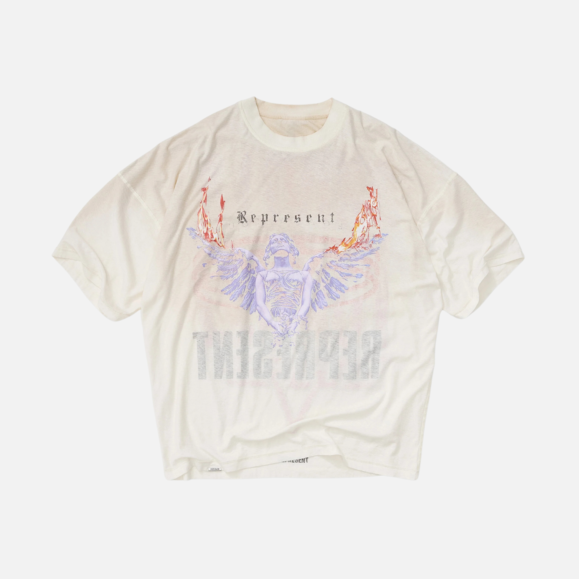 Represent Wahed Ecru Living Legend Legacy Reversible T-Shirt