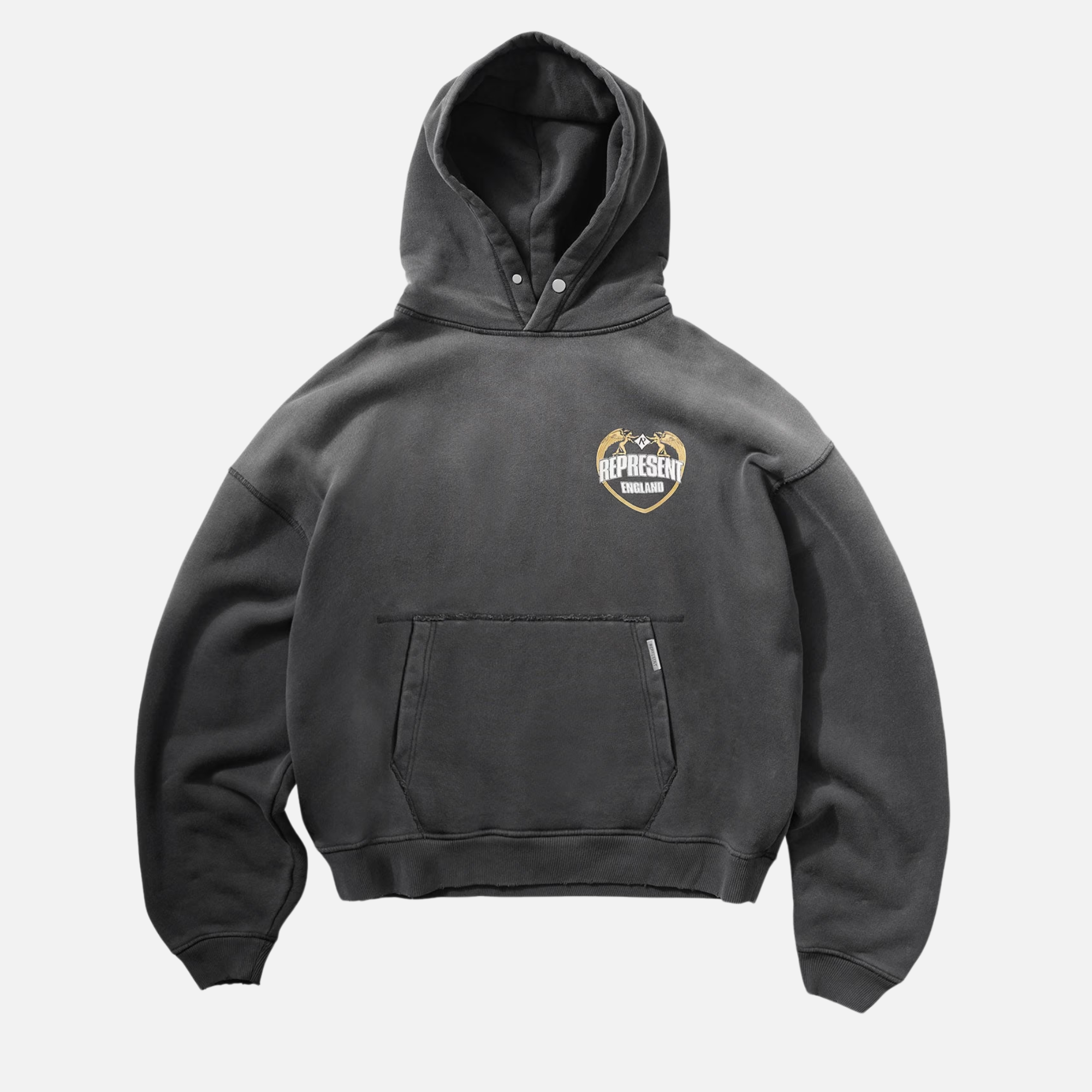 Represent Stained Black Angel Border Hoodie