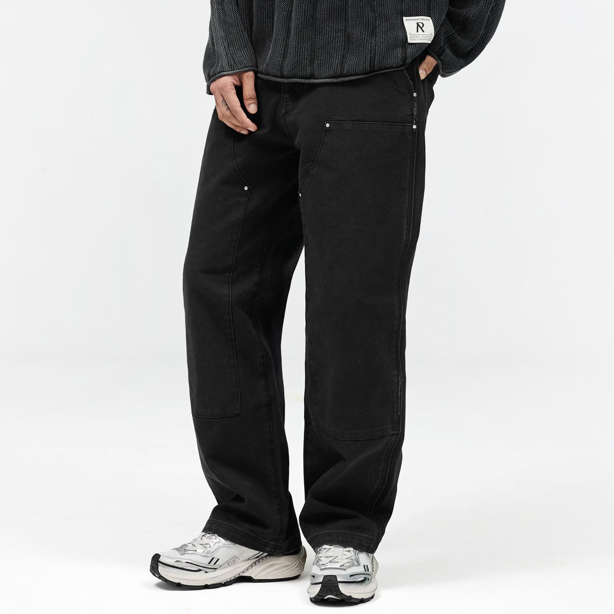 Represent Heaton Workwear Washed Black Pants
