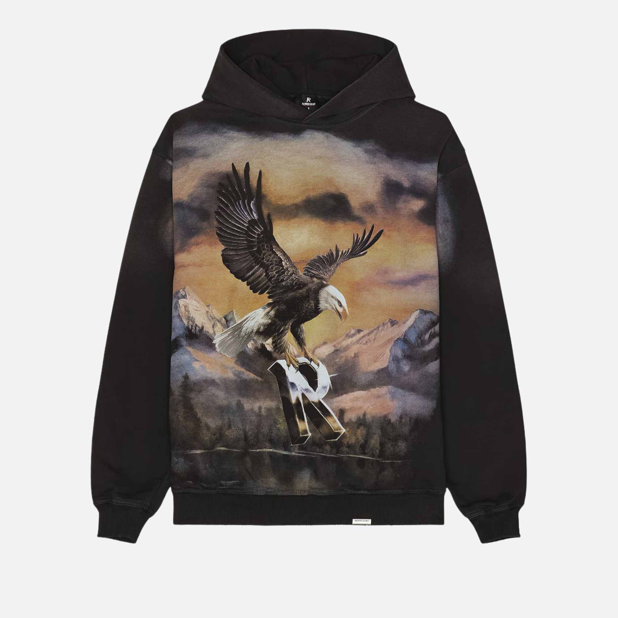 Represent Chrome Flight Stained Black Hoodie