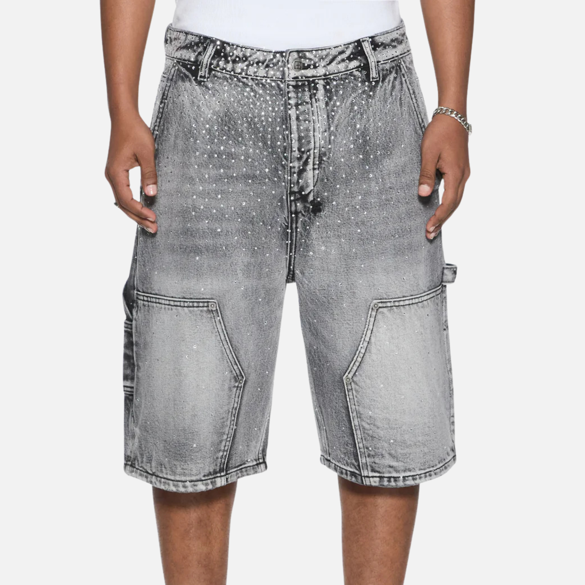 Ksubi Maxx Operator Charcoal Konkrete Crystal Shorts – Puffer Reds