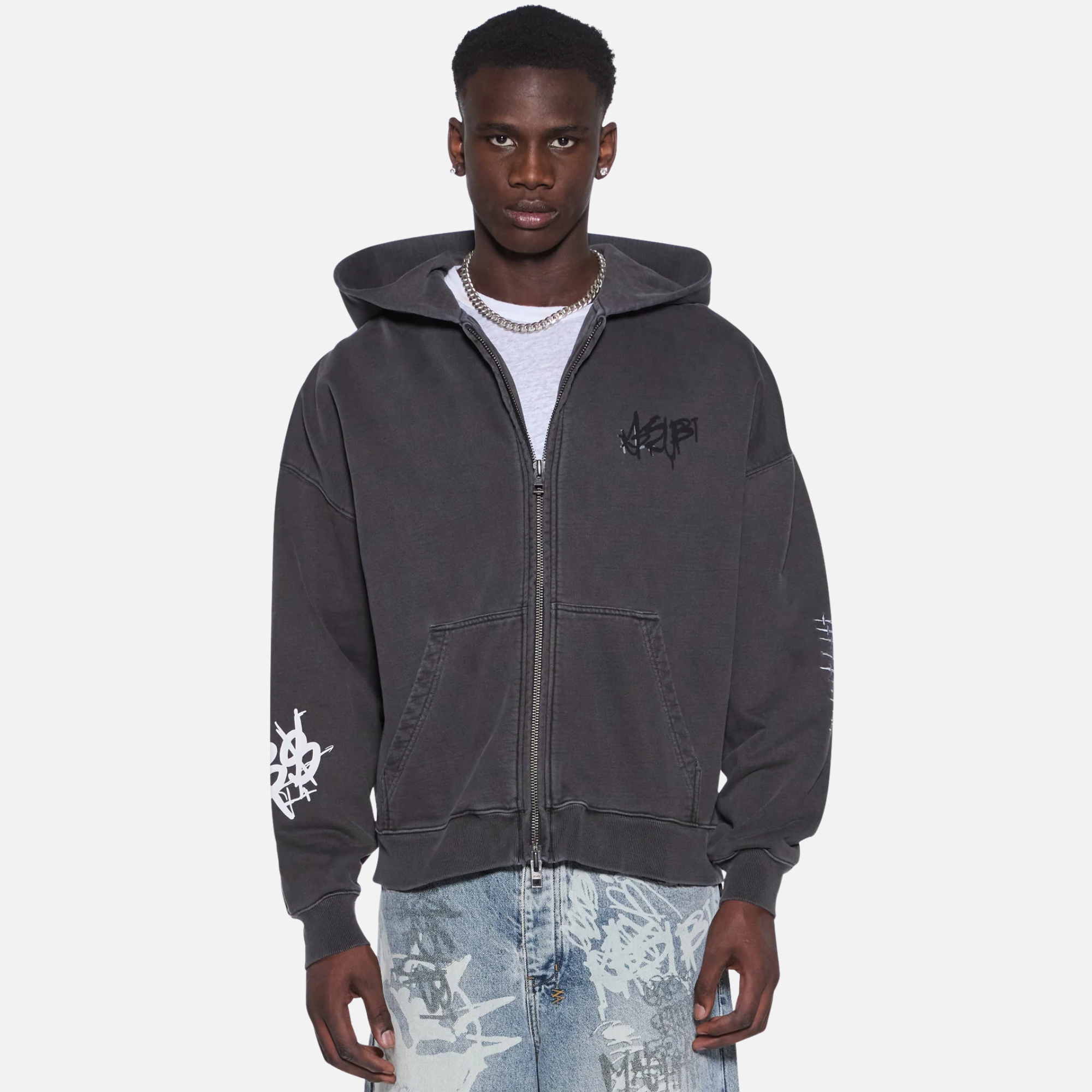 Ksubi Black Graff Ekcess Full-Zip Hoodie