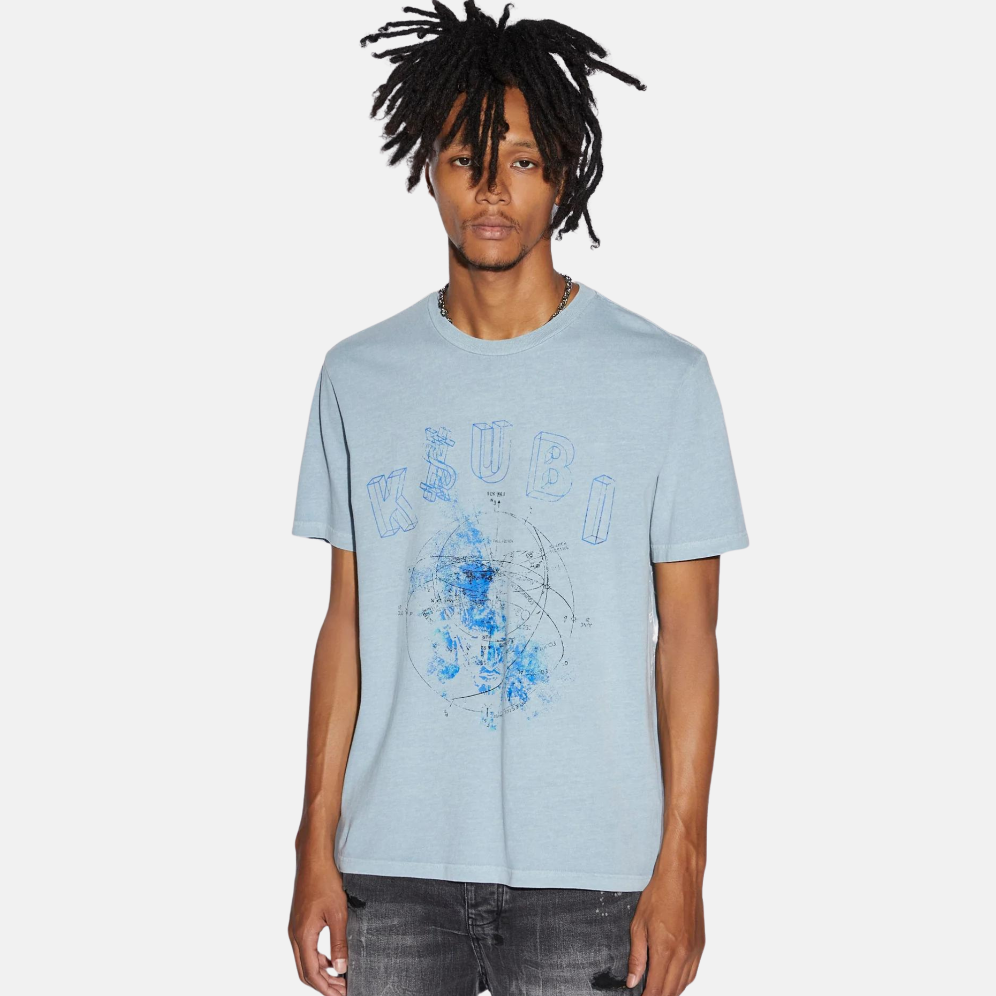 Ksubi Diagrams Kash Blue Fin T-Shirt