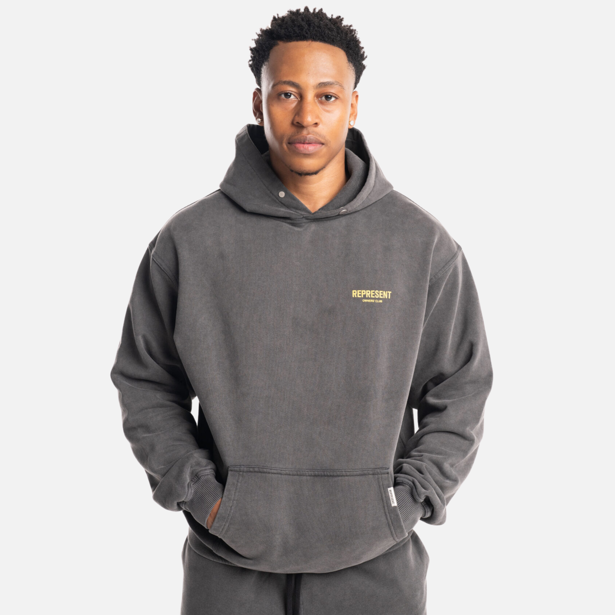 Represent Vintage Grey Yellow Owners Club Hoodie