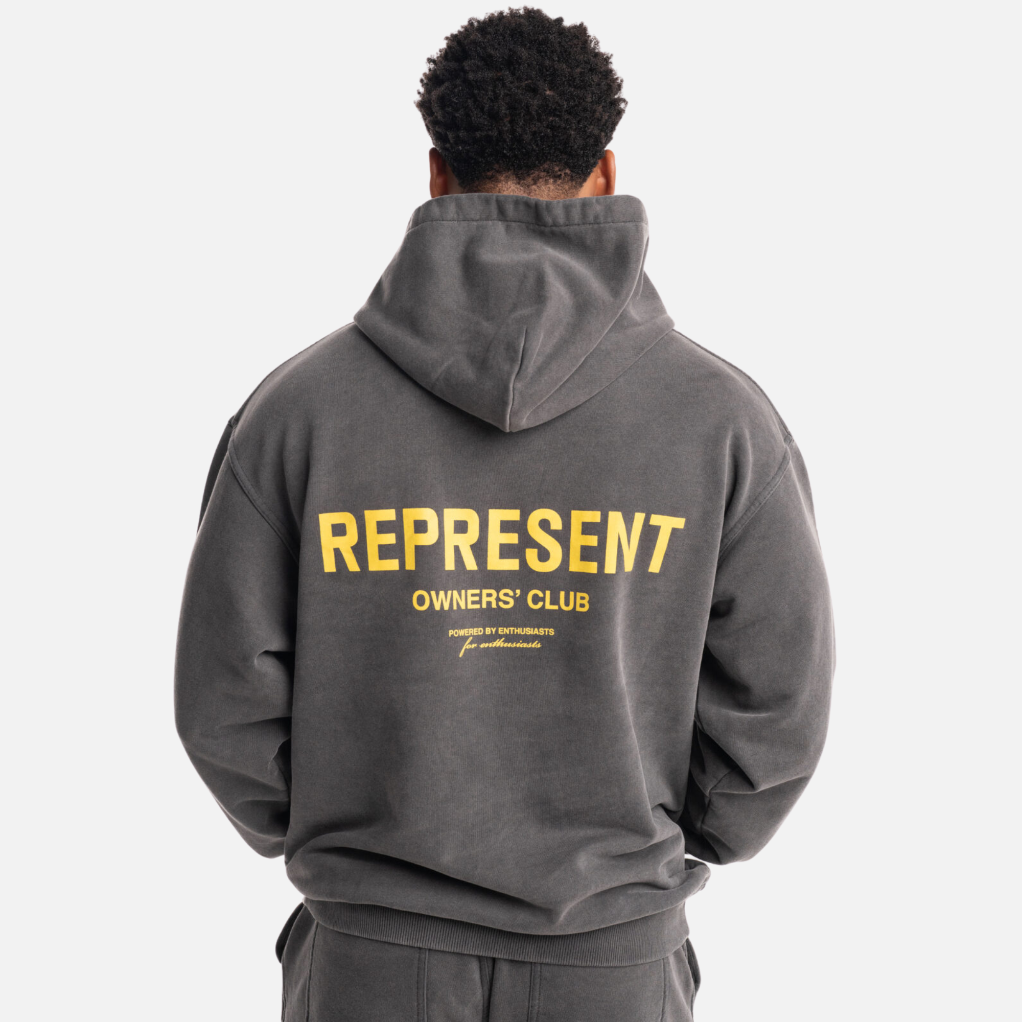 Represent Vintage Grey Yellow Owners Club Hoodie