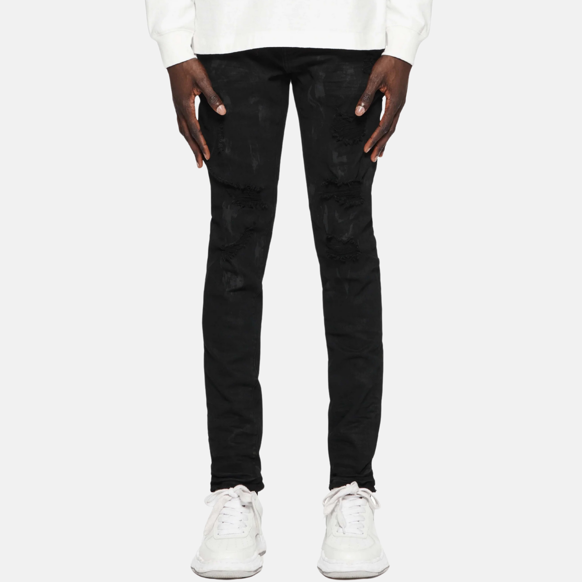 Purple Brand Black Oil Spill Jeans