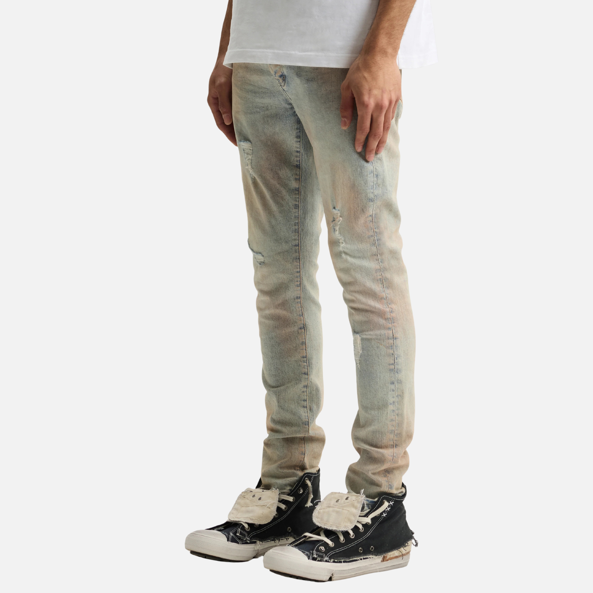 Purple Brand Skinny Pink Mud Distressed Jeans