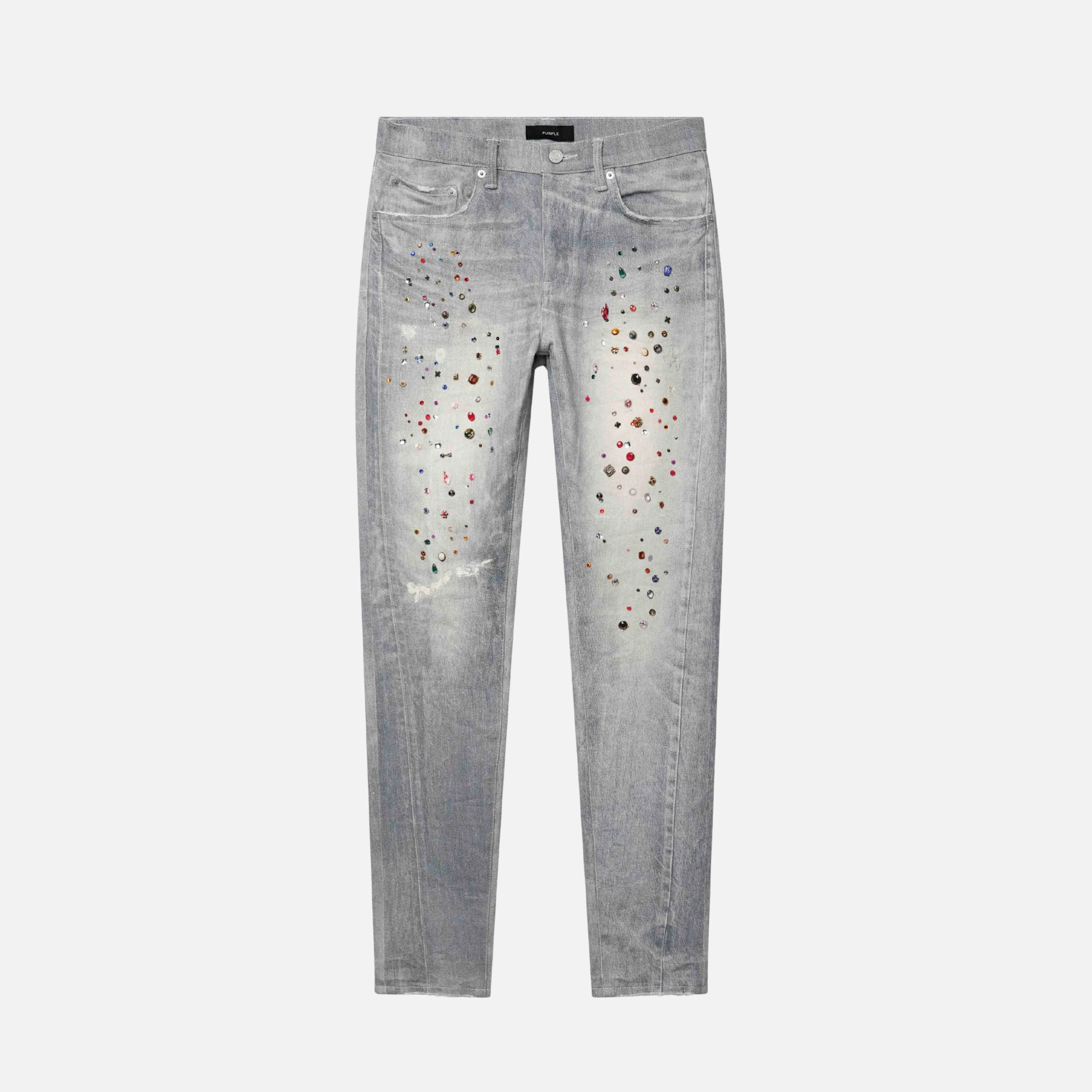 Purple Brand Light Indigo Jewel Print Skinny Jeans
