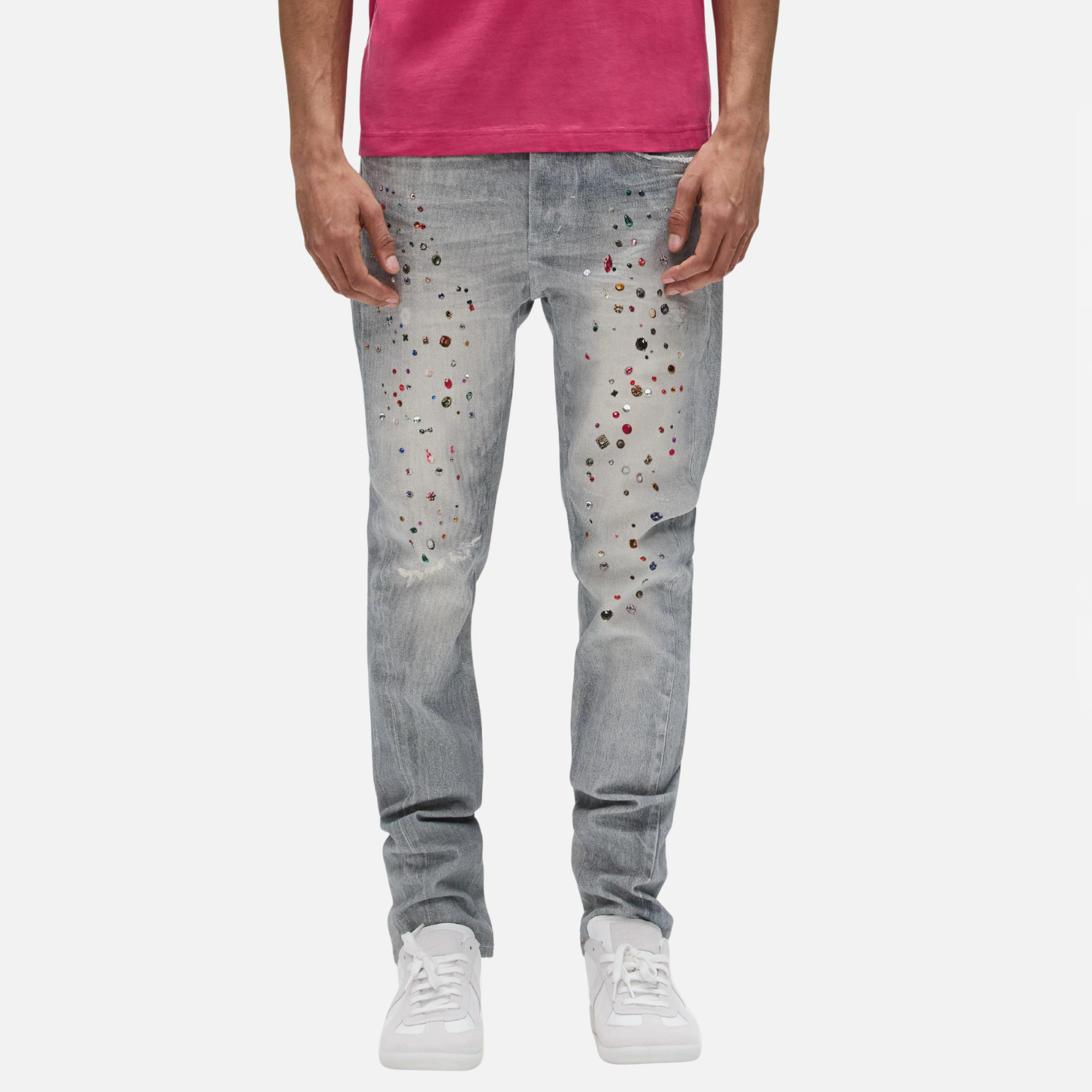Purple Brand Light Indigo Jewel Print Skinny Jeans