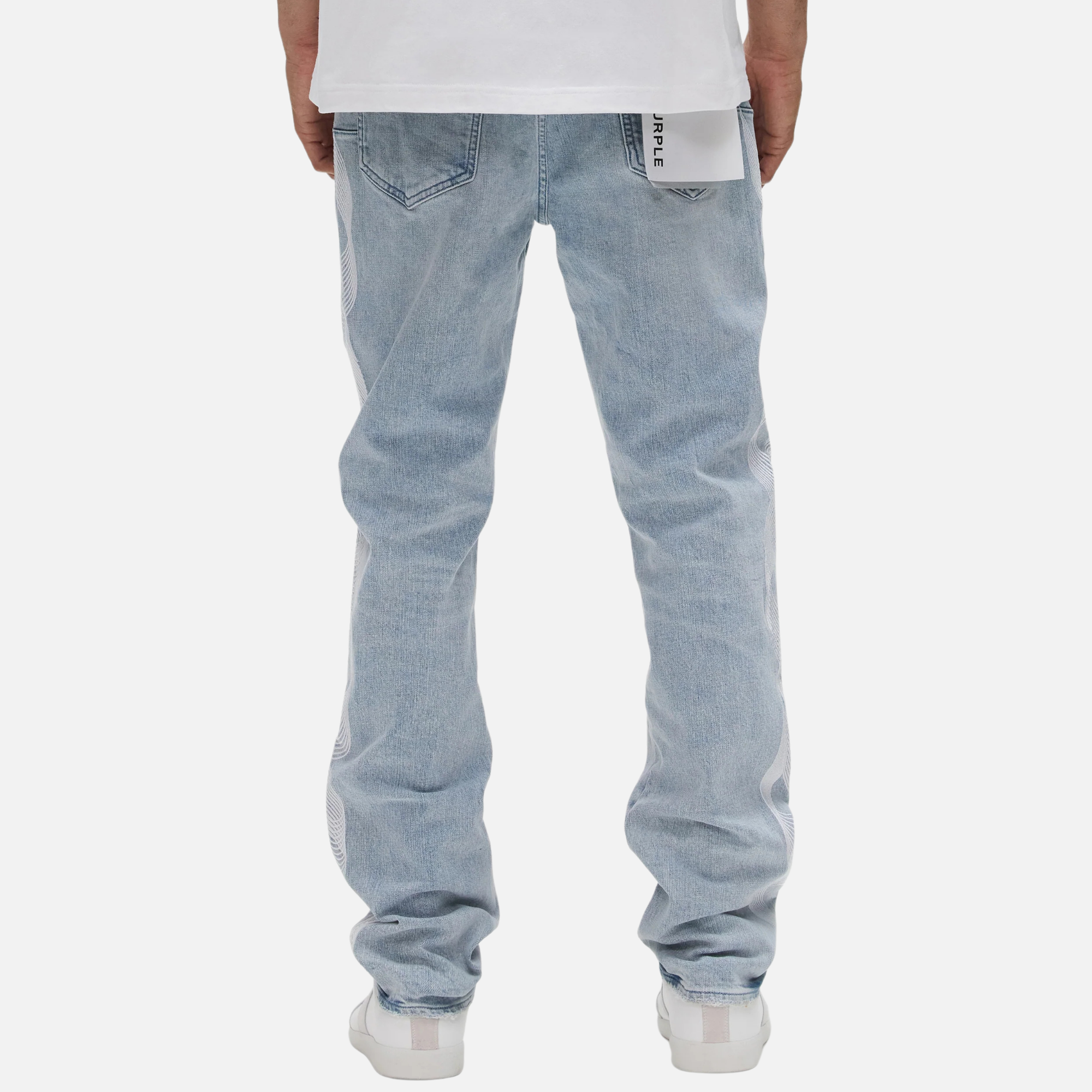 Purple Brand Embroidery Logo Light Indigo Jeans