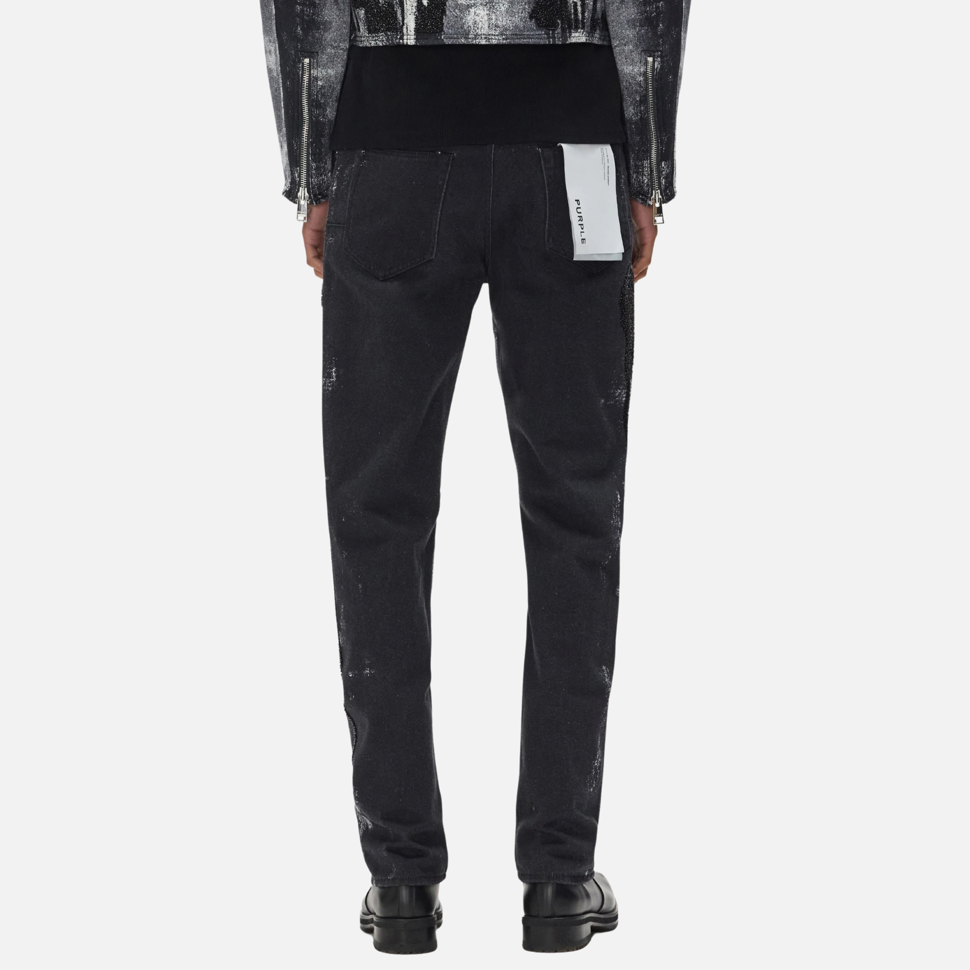 Purple Brand Digital Print Bead Palms Black Jeans