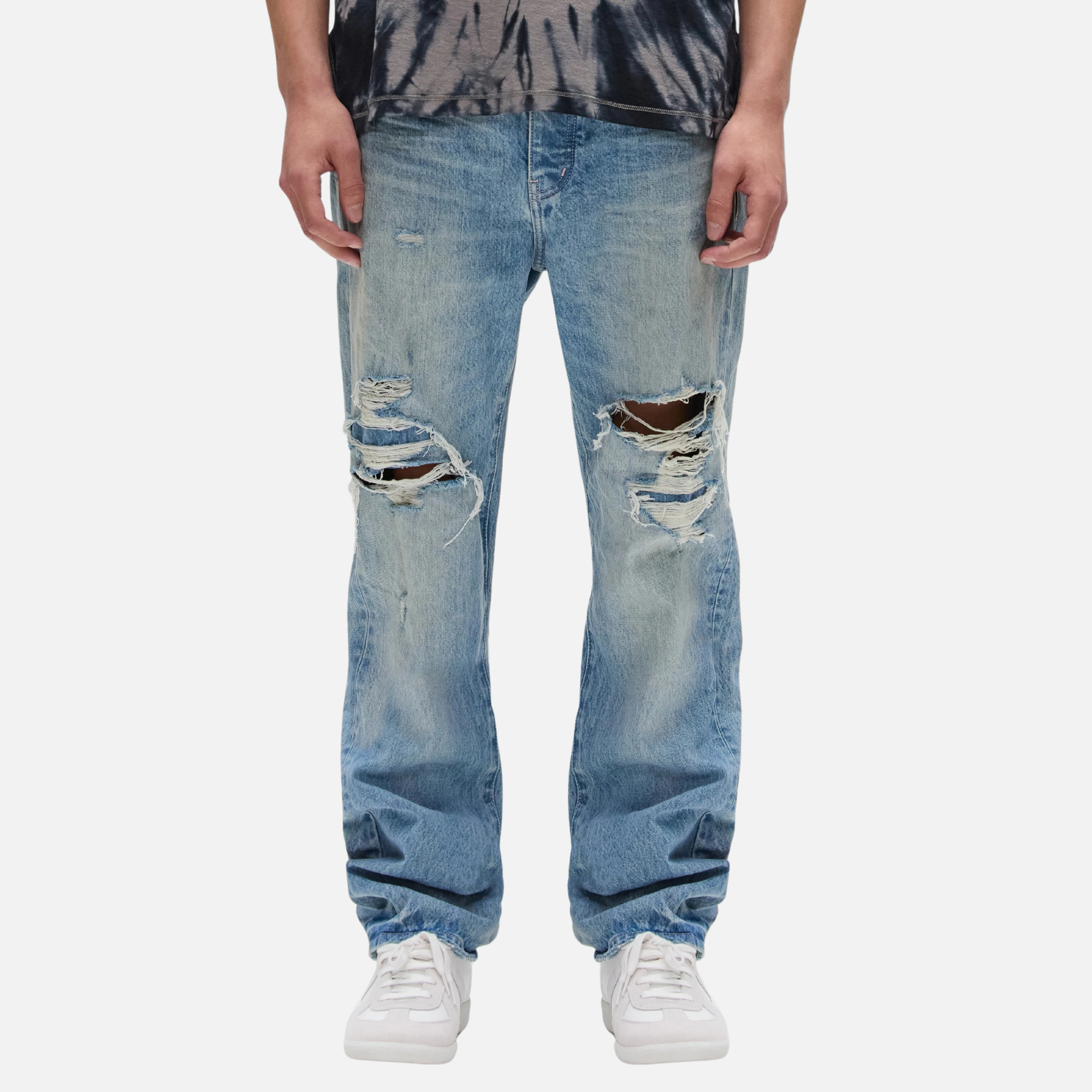 Purple Brand Garda Knee Blowouts Light Indigo Jeans