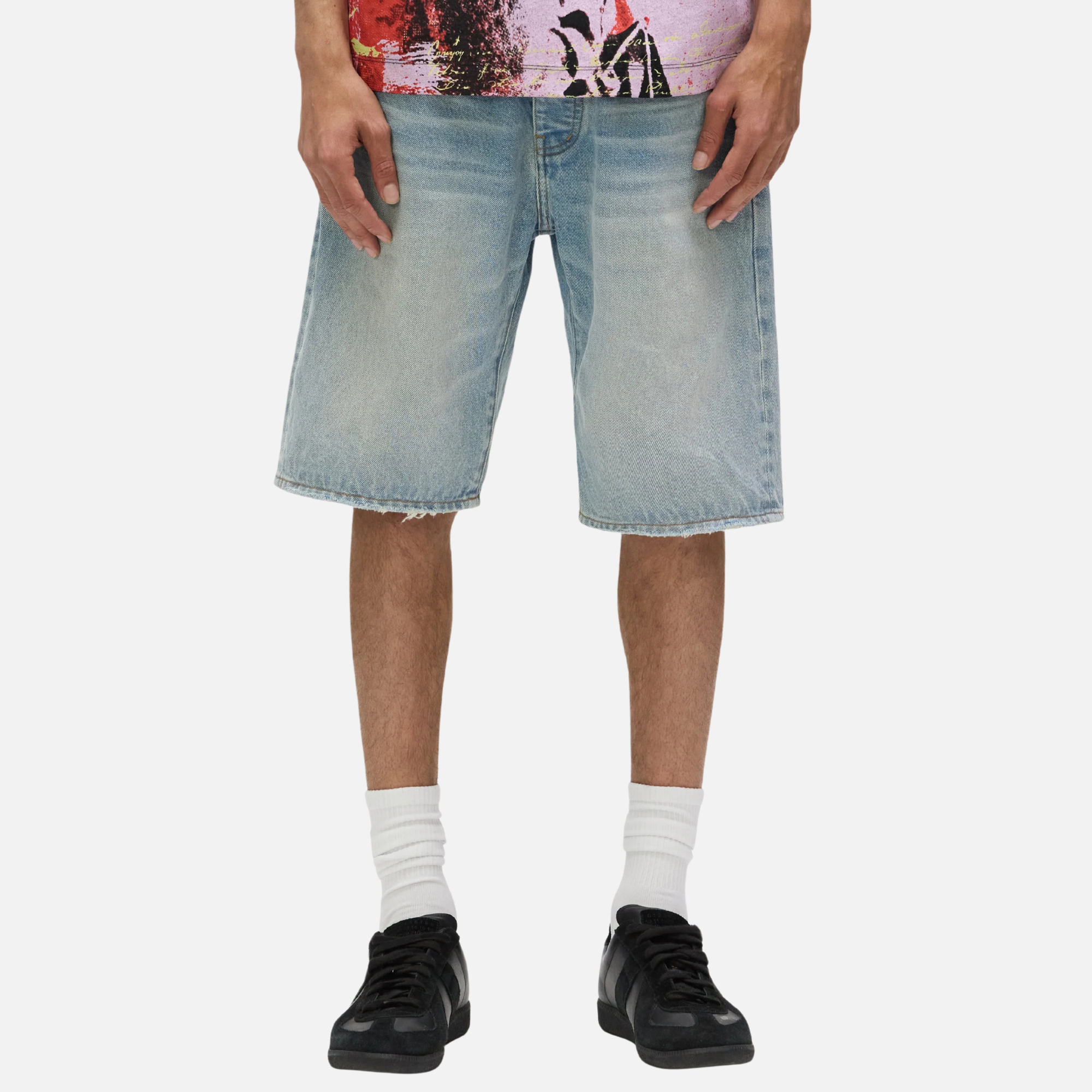 Purple Brand Rivo Worn Denim Shorts
