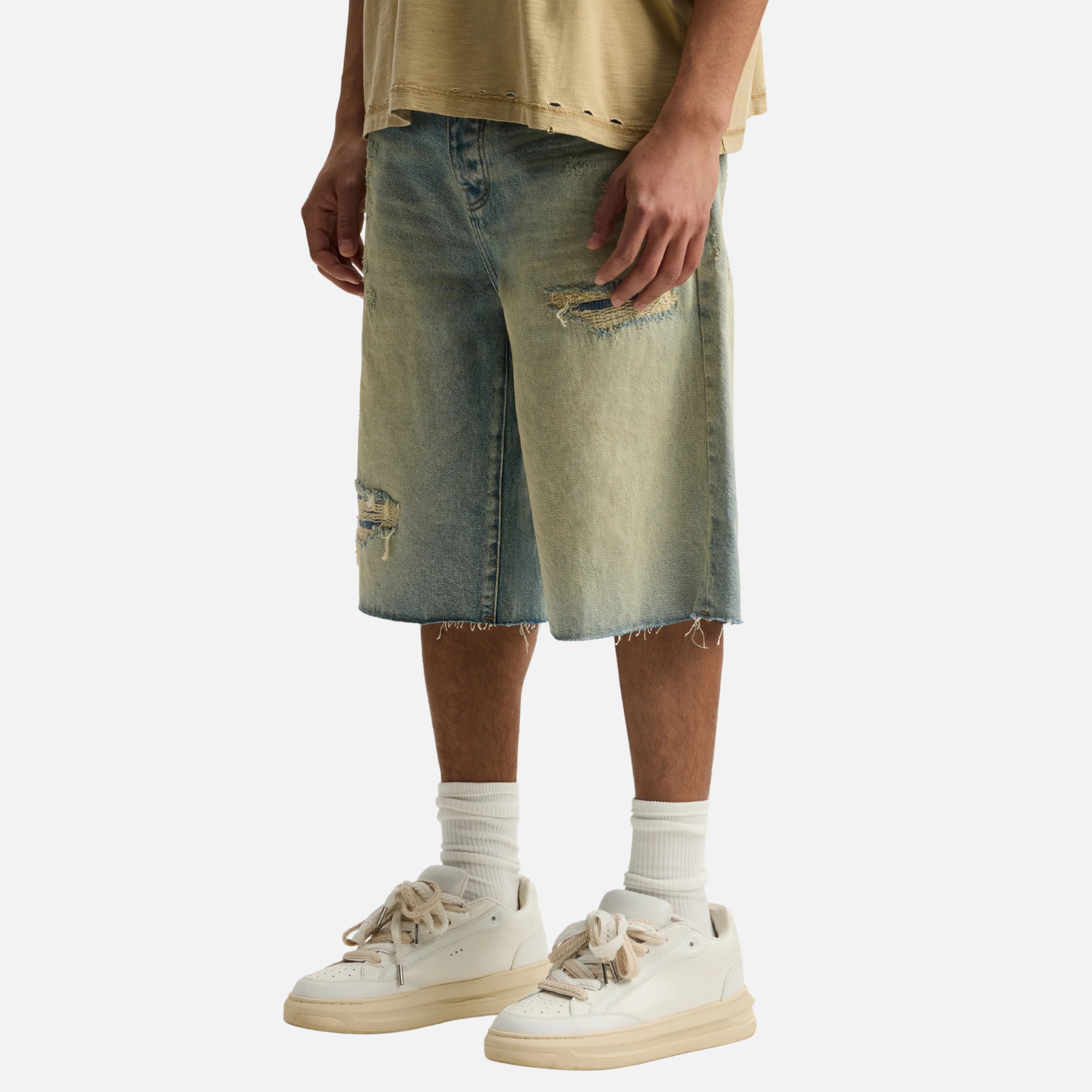 Purple Brand Antique Destroy Tinted Jean Shorts