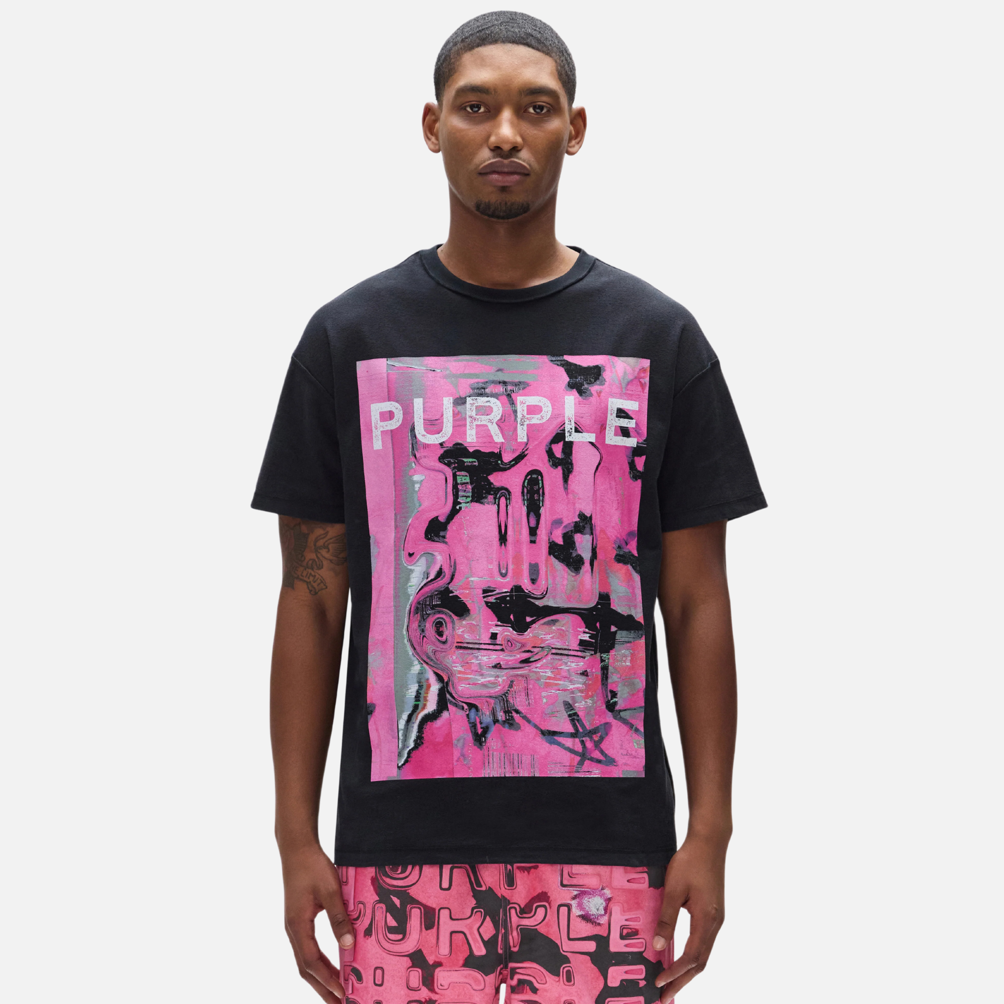 Purple Brand Black Displaced T-Shirt
