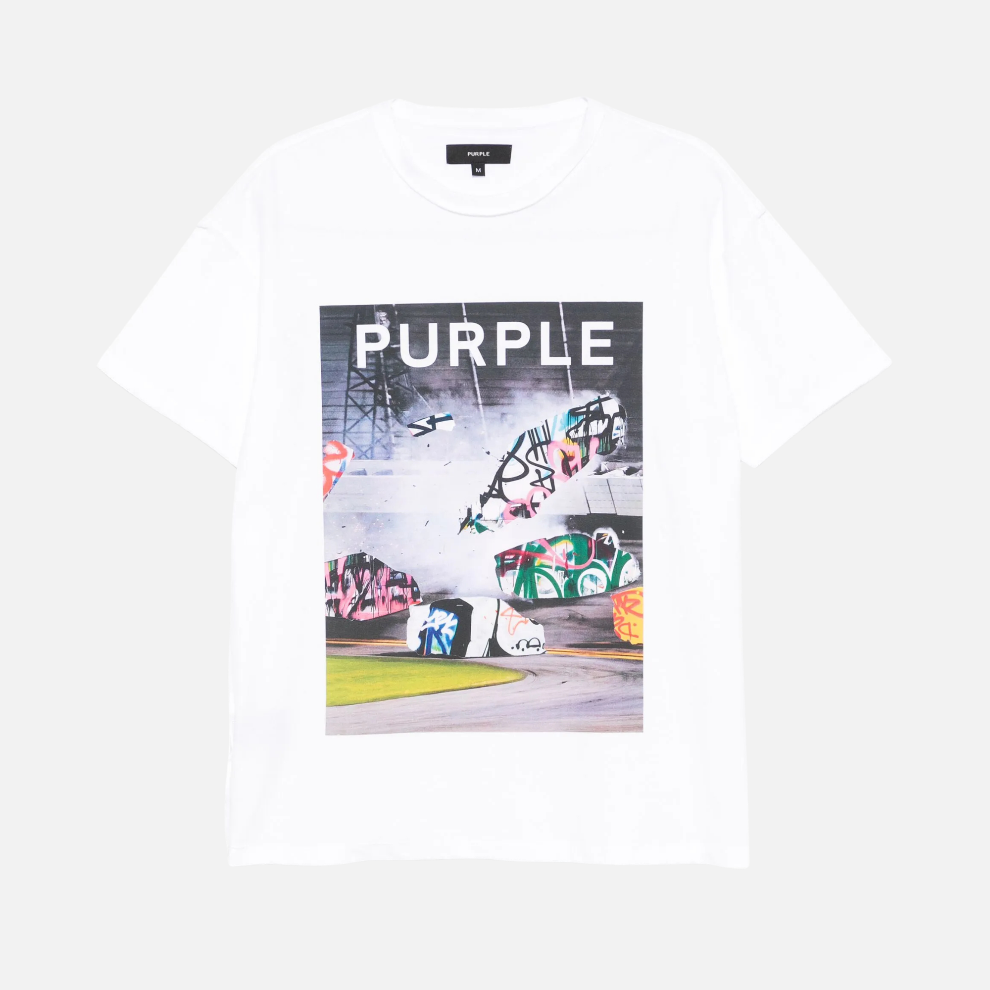 Purple Brand White Inside Out Race Track T-Shirt