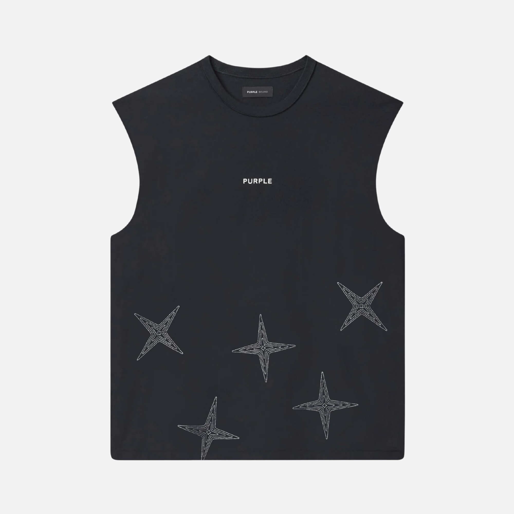 Purple Brand Black Sleevless Star Tank Top