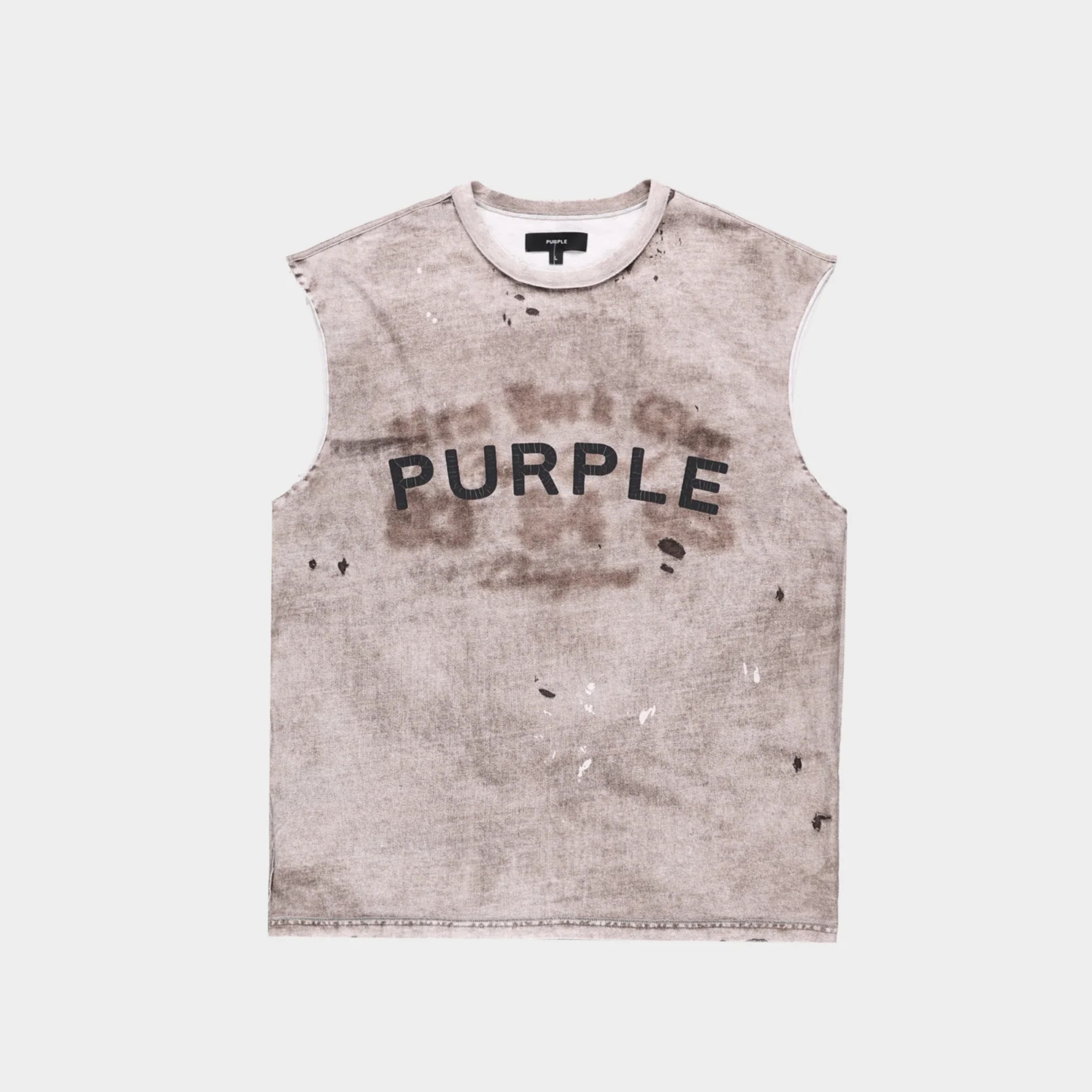Purple Brand Brown Sleeveless Textured T-Shirt
