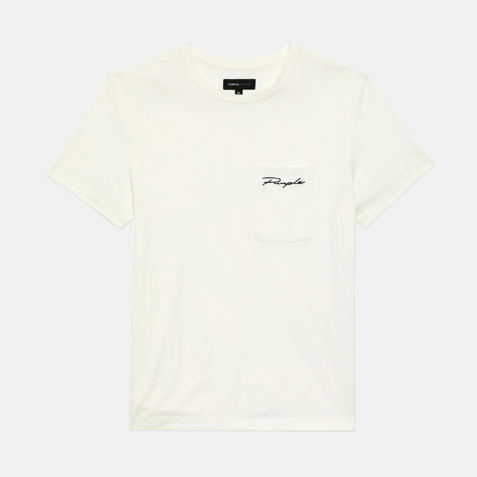 Purple Brand Script White T-Shirt