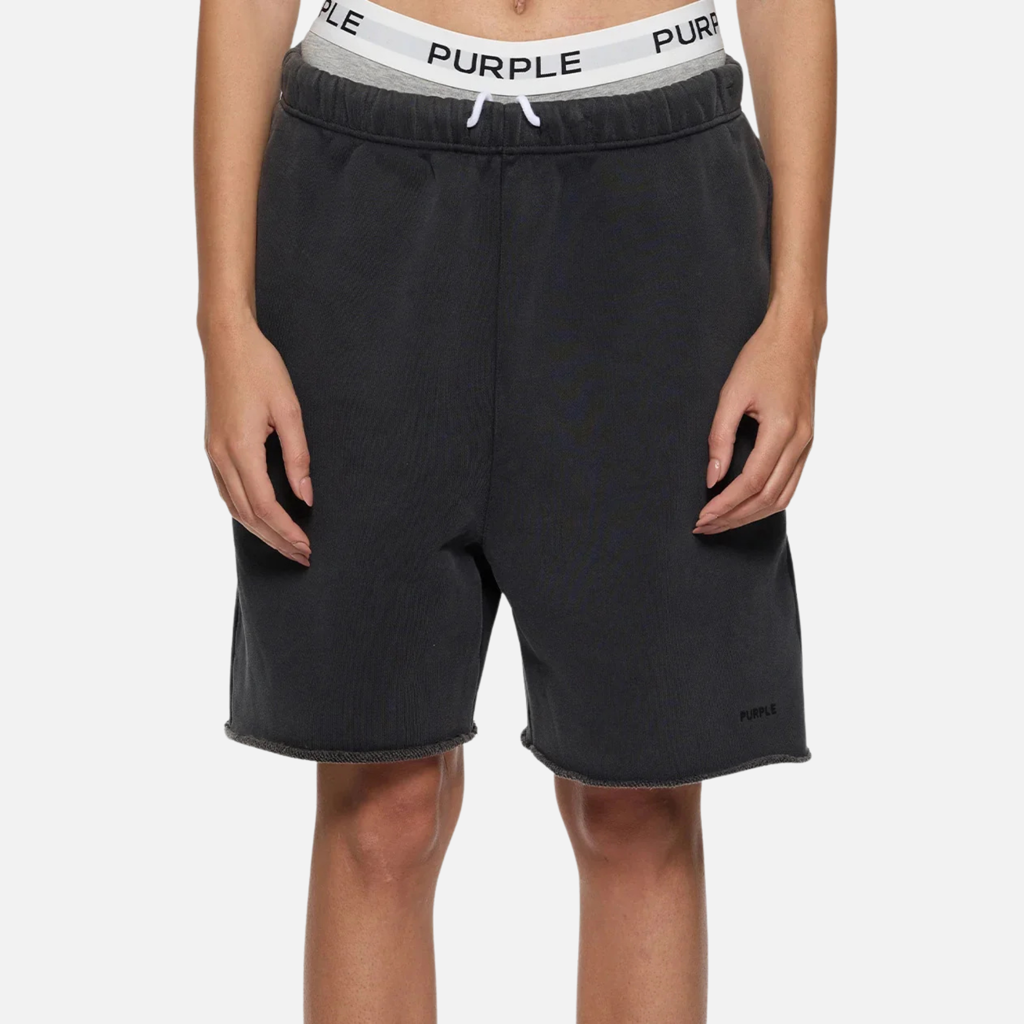 Purple Brand Washed Black Basic Sweatshorts