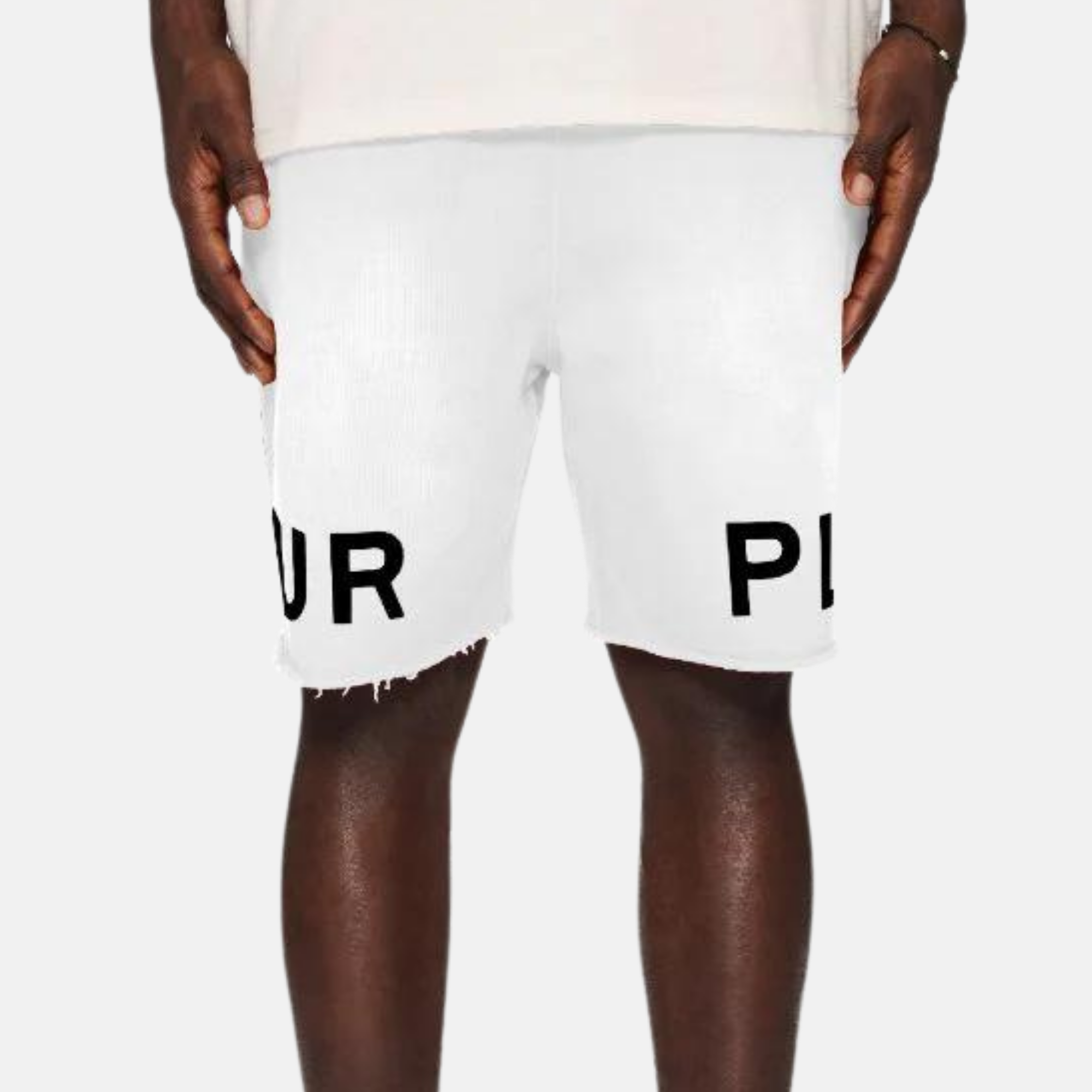 Purple Brand Off White Wordmark Sweatshorts – Puffer Reds Purple Brand Off White Wordmark Sweatshorts – Puffer Reds