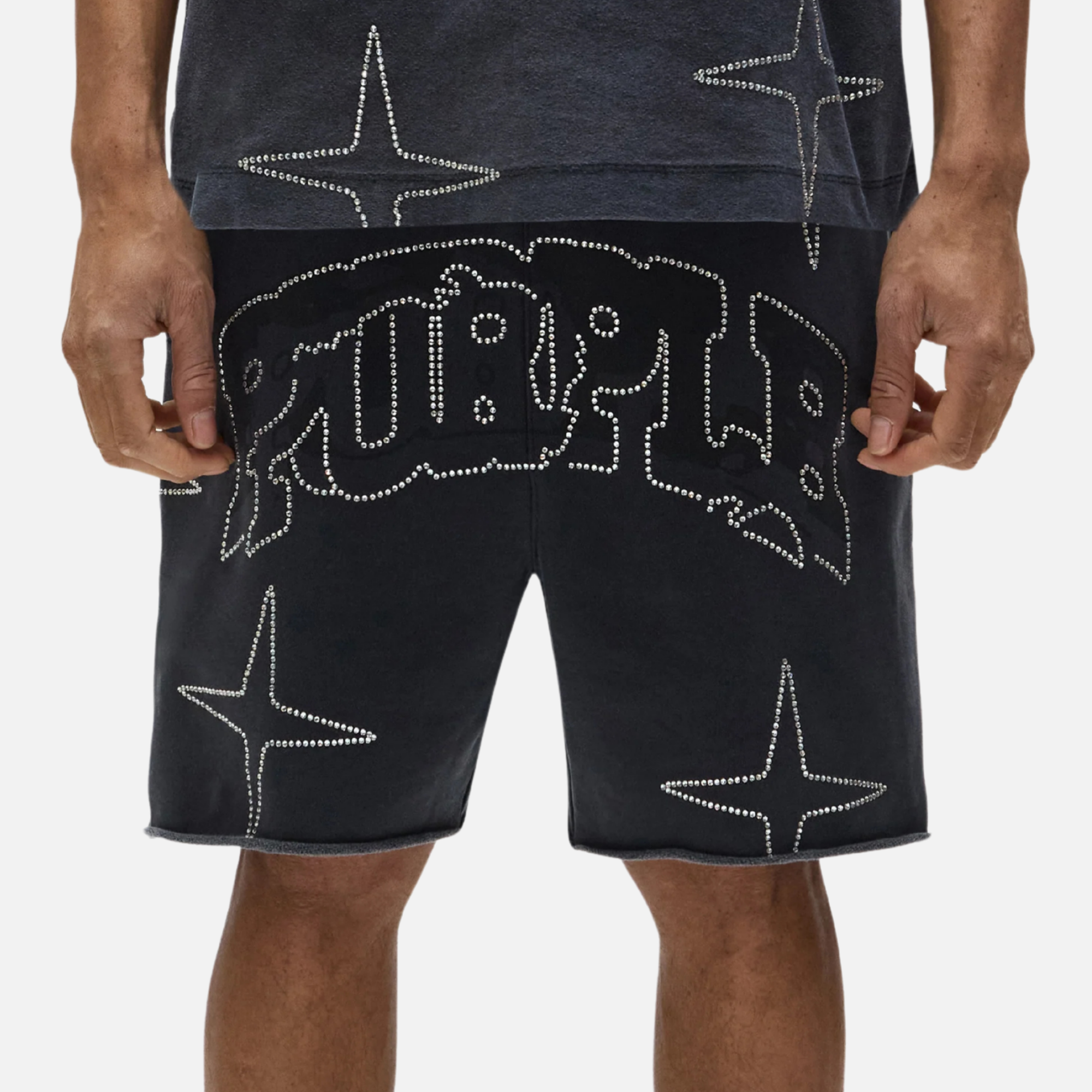 Purple Brand Black Crystal Star Shorts