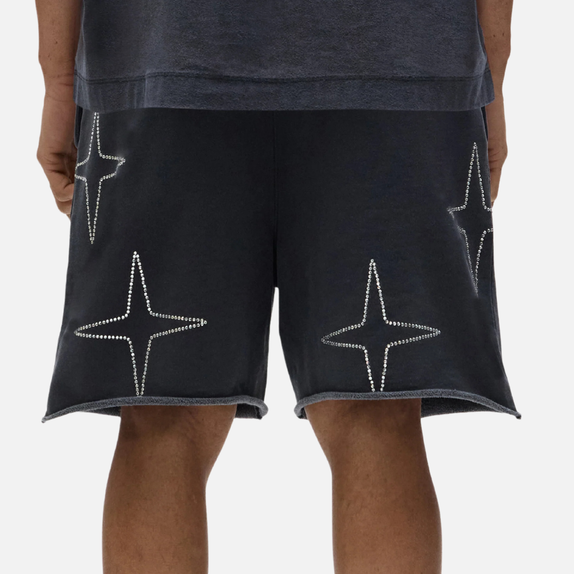 Purple Brand Black Crystal Star Shorts