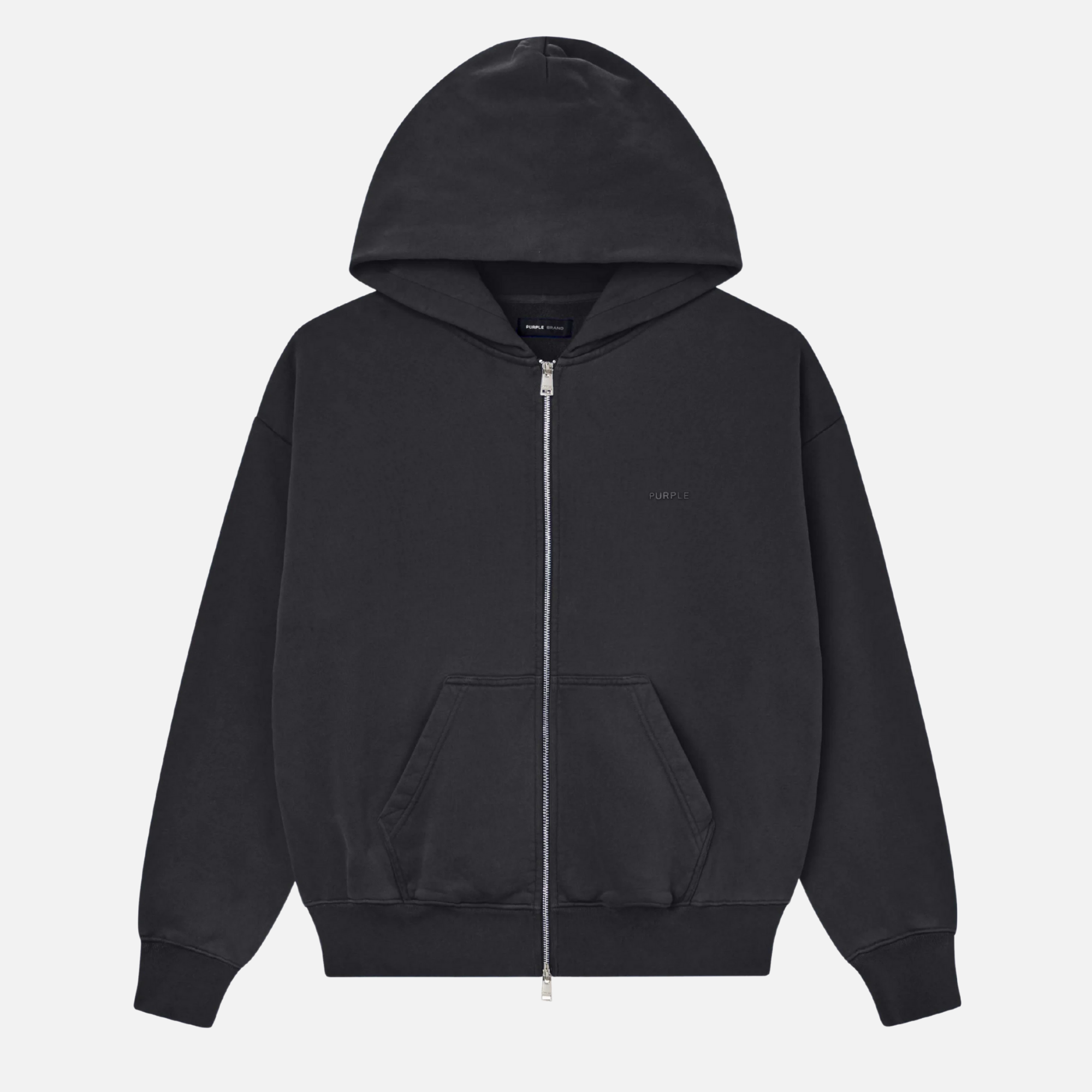 Purple Brand Black Basic Zip-Up Hoodie